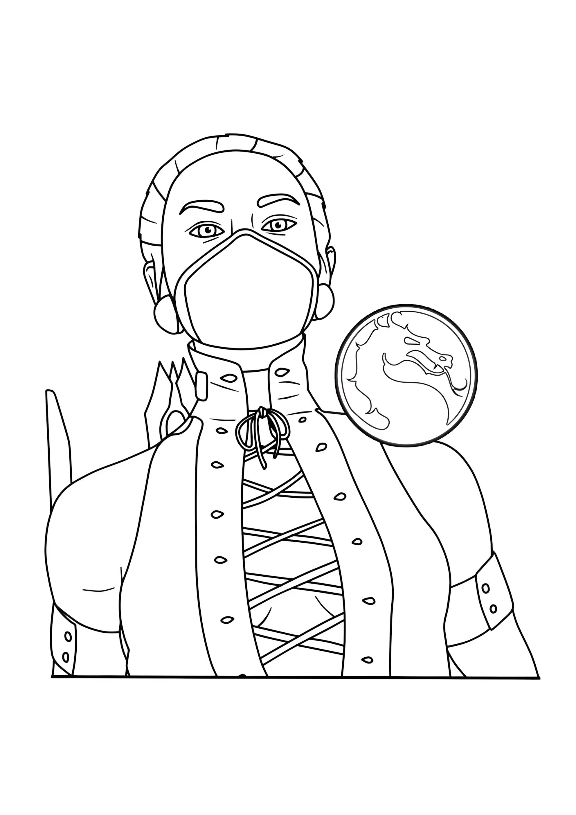 Раскраска Мортал Комбат Китана девушка