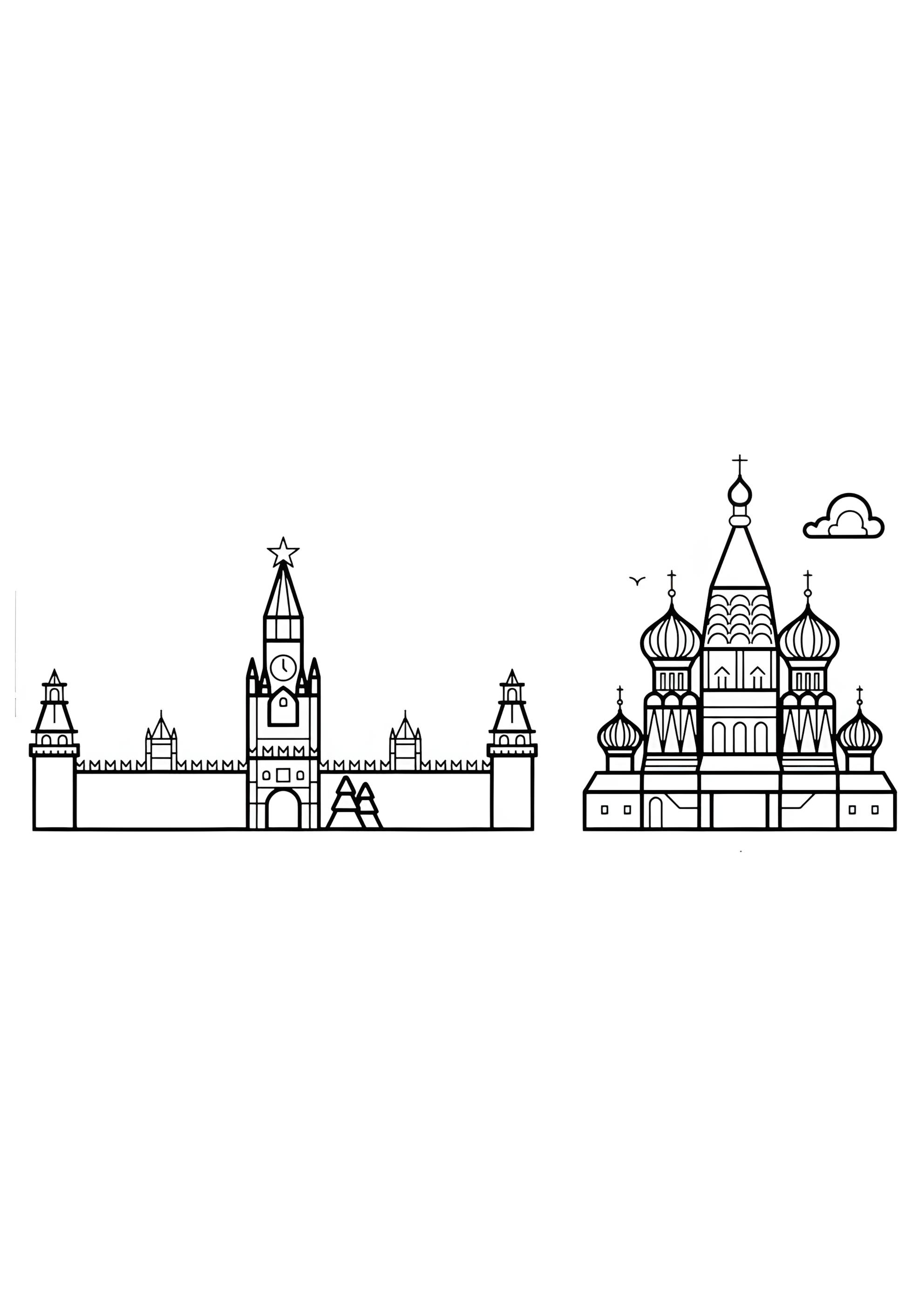 Раскраска Москва Храм и Кремль