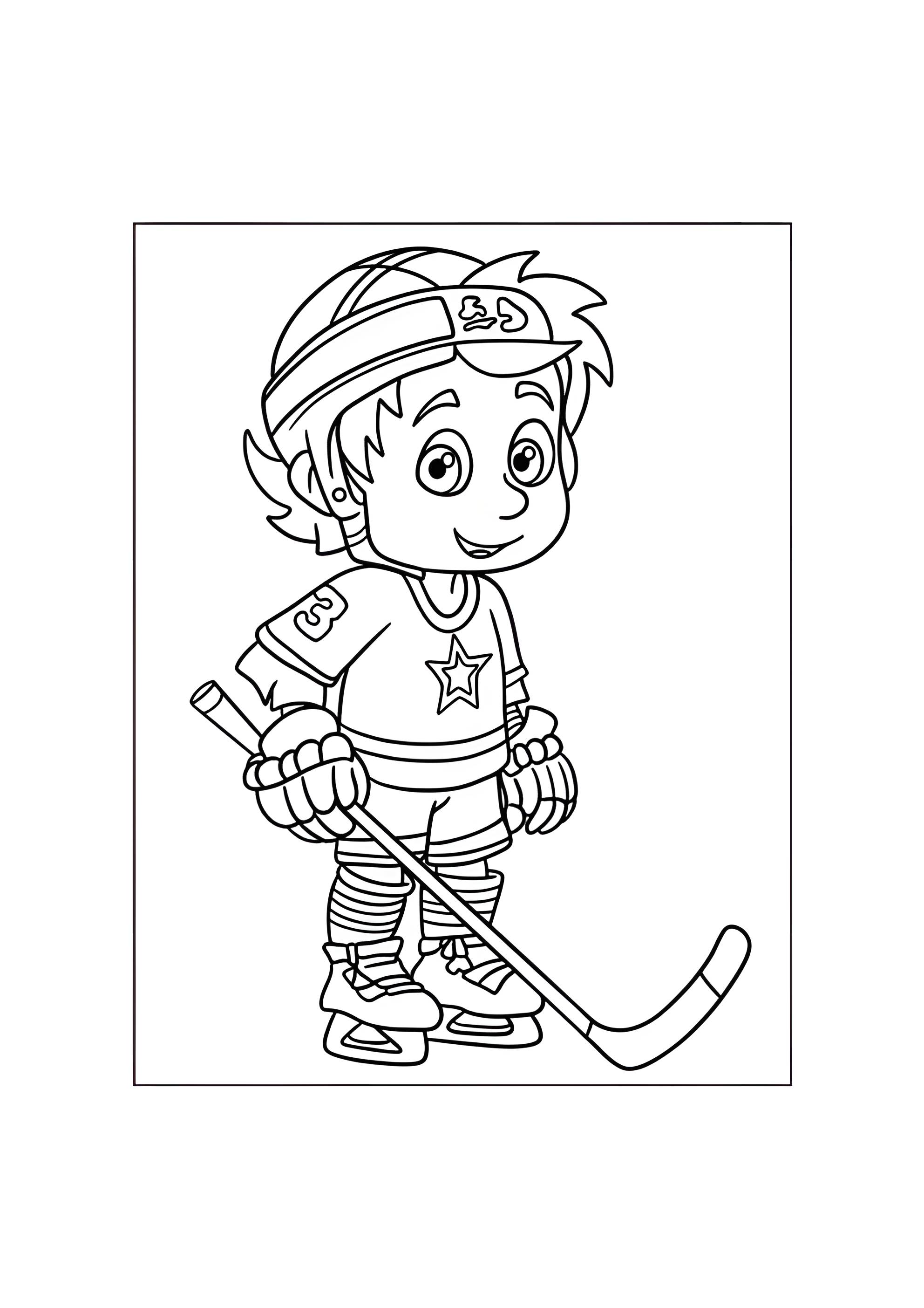 Раскраска Мультяшный хоккеист