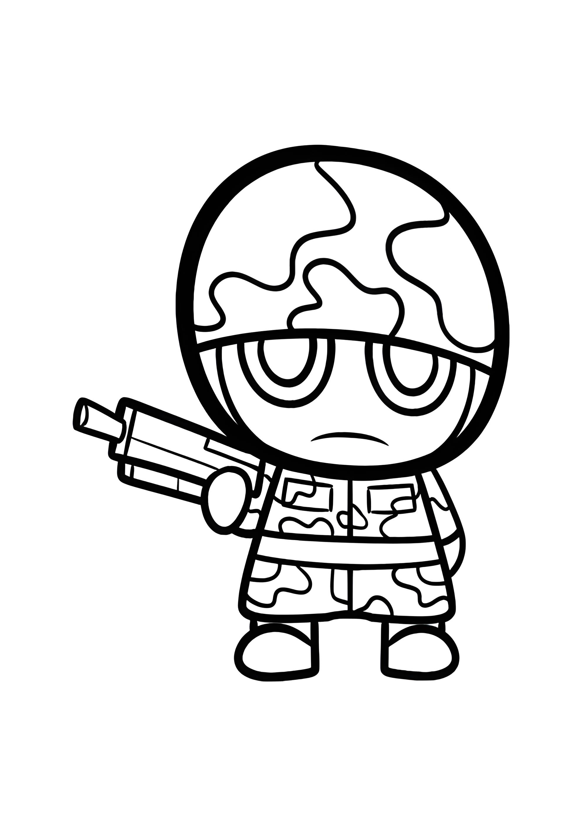 Раскраска Мультяшный солдат для малышей
