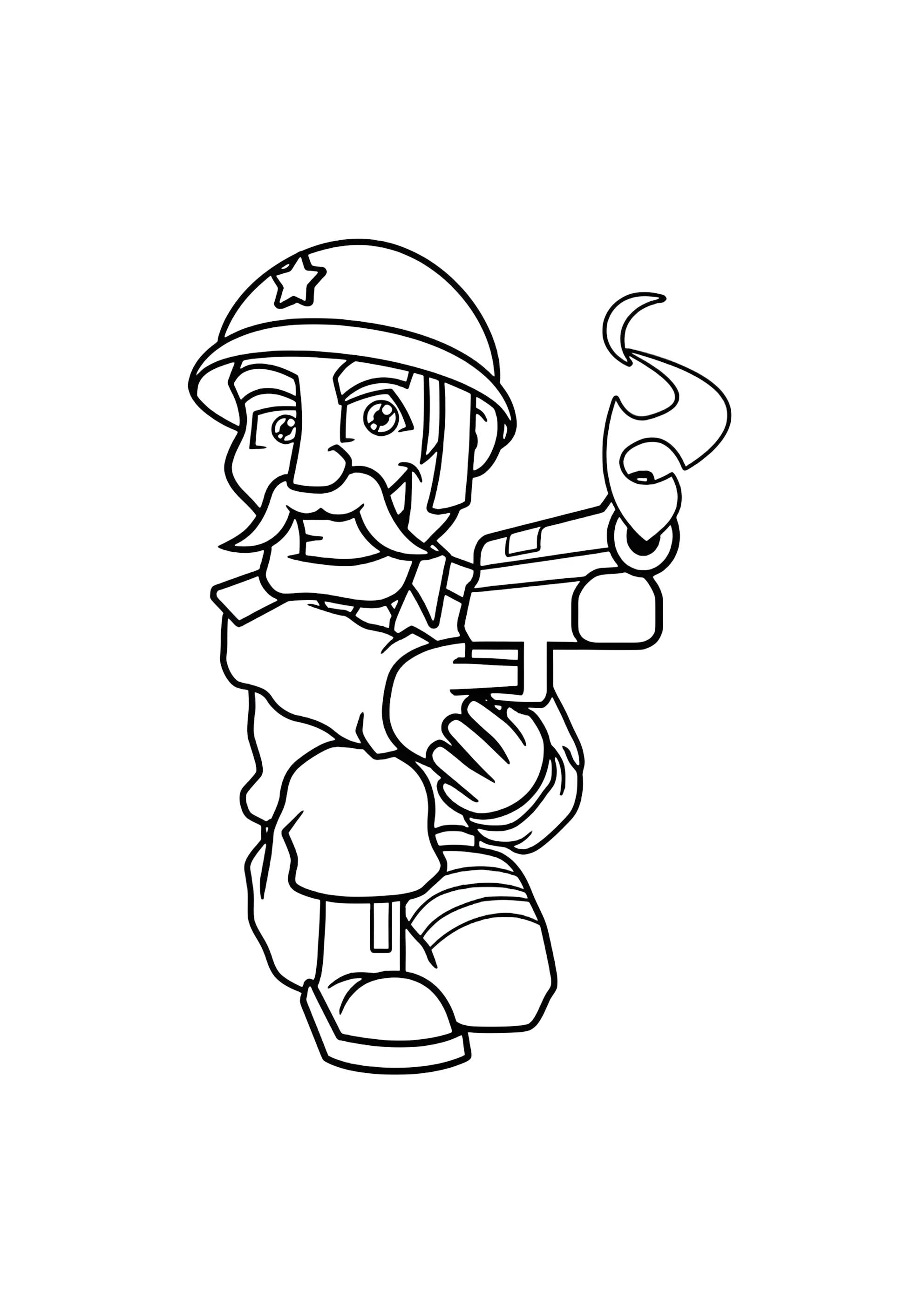 Раскраска Мультяшный солдат