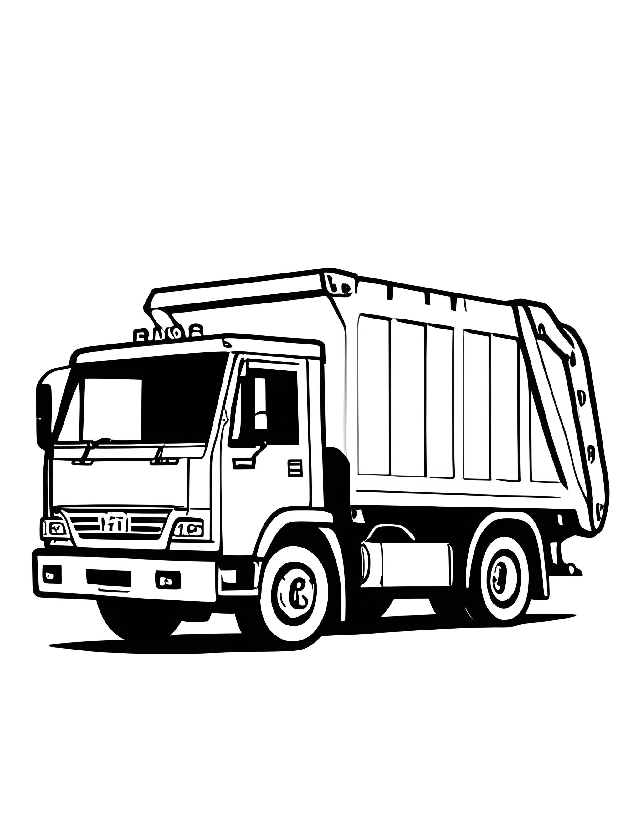 Раскраска Мусоровоз 7