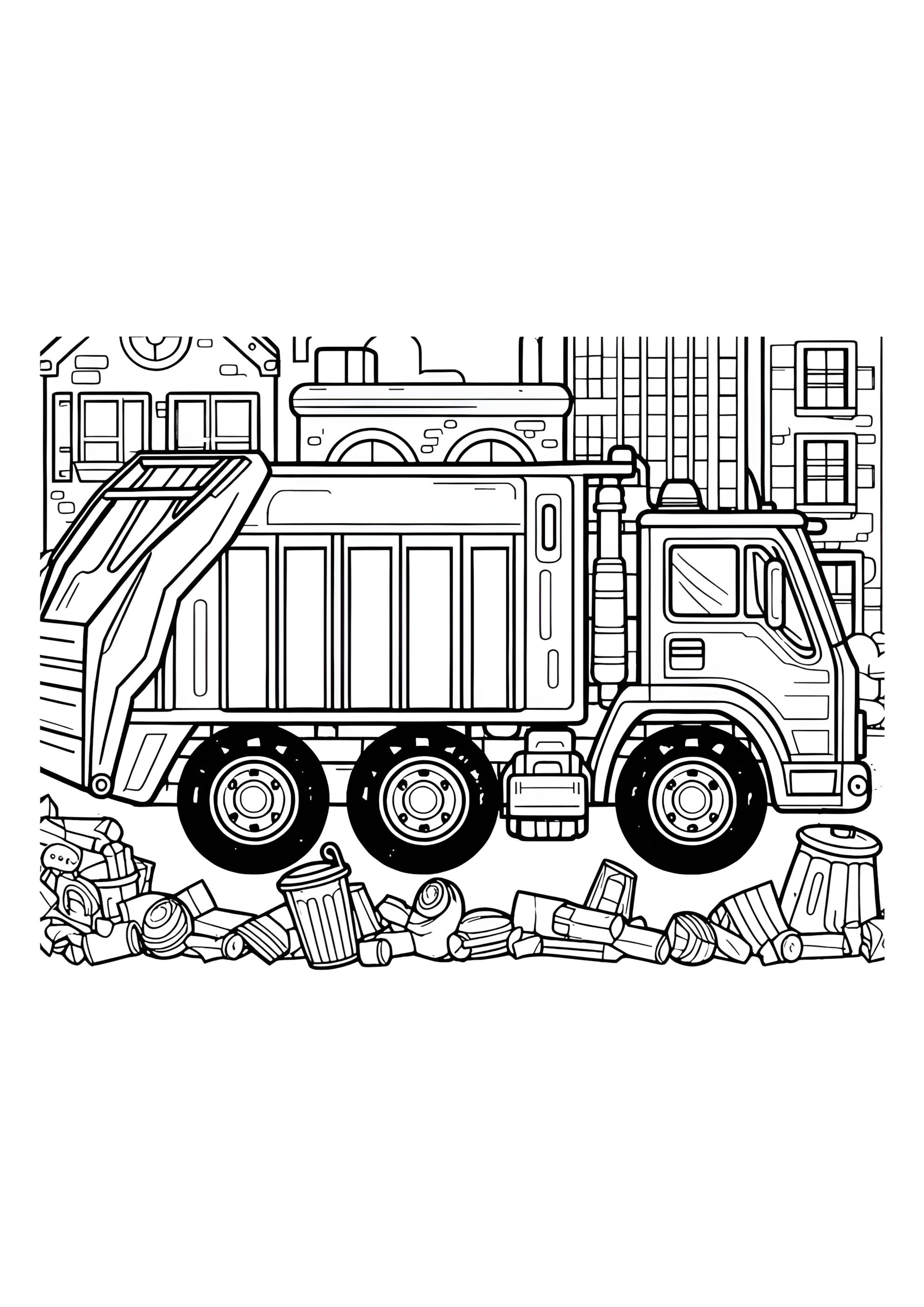 Раскраска Мусоровоз грузовой транспорт