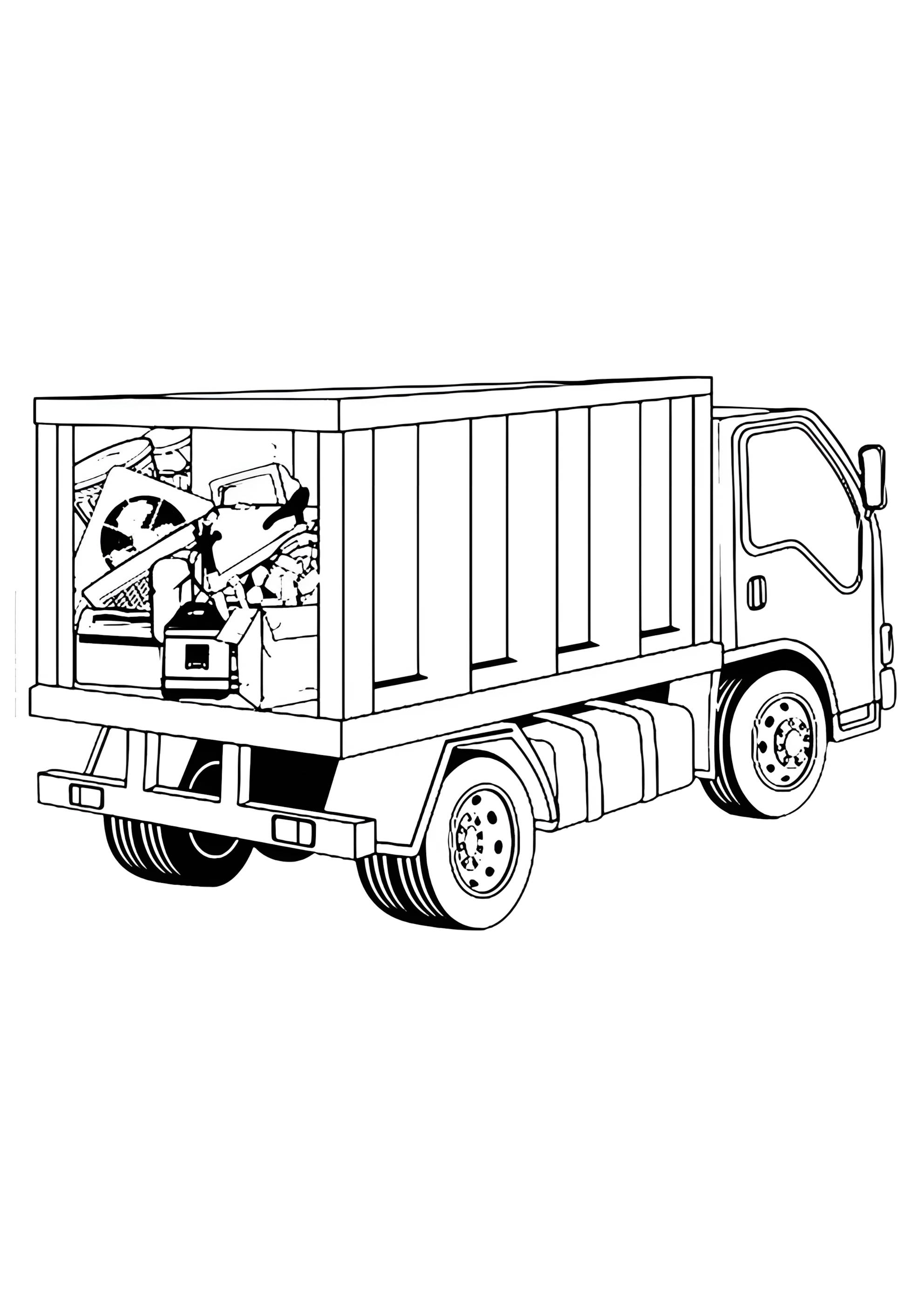 Раскраска Мусоровоз полный техники