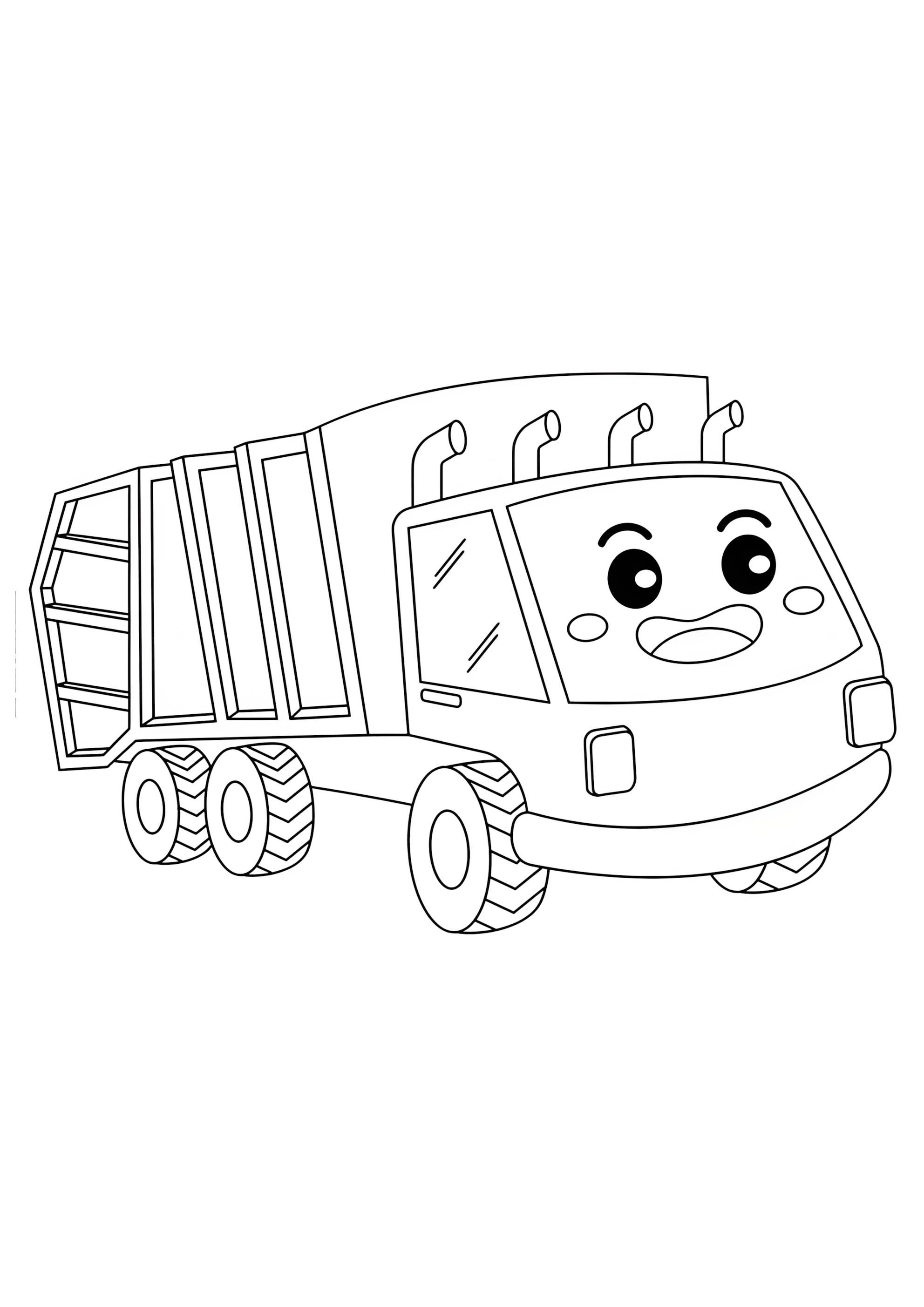Раскраска Мусоровоз с глазками грузовик