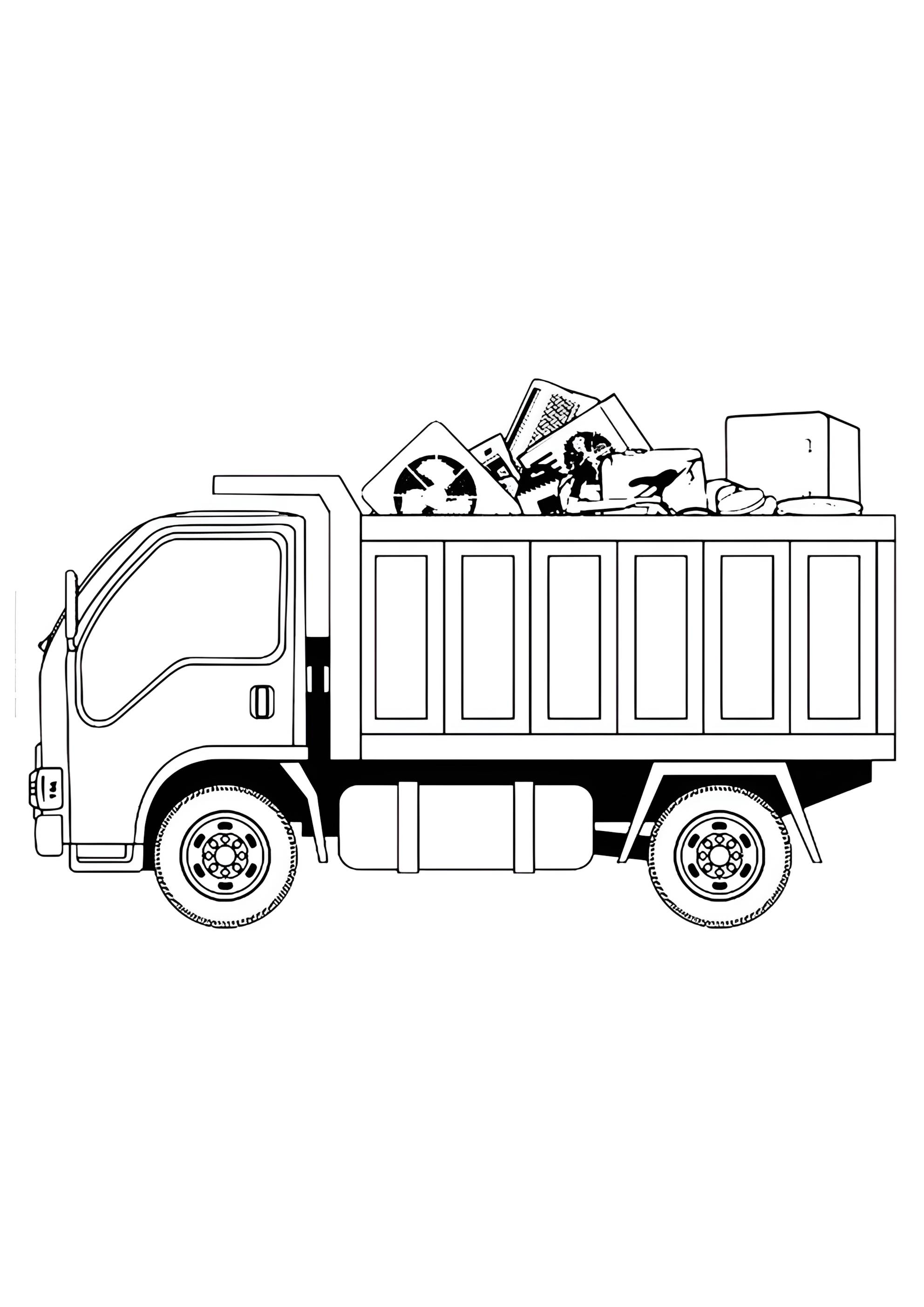 Раскраска Мусоровоз высокие борта