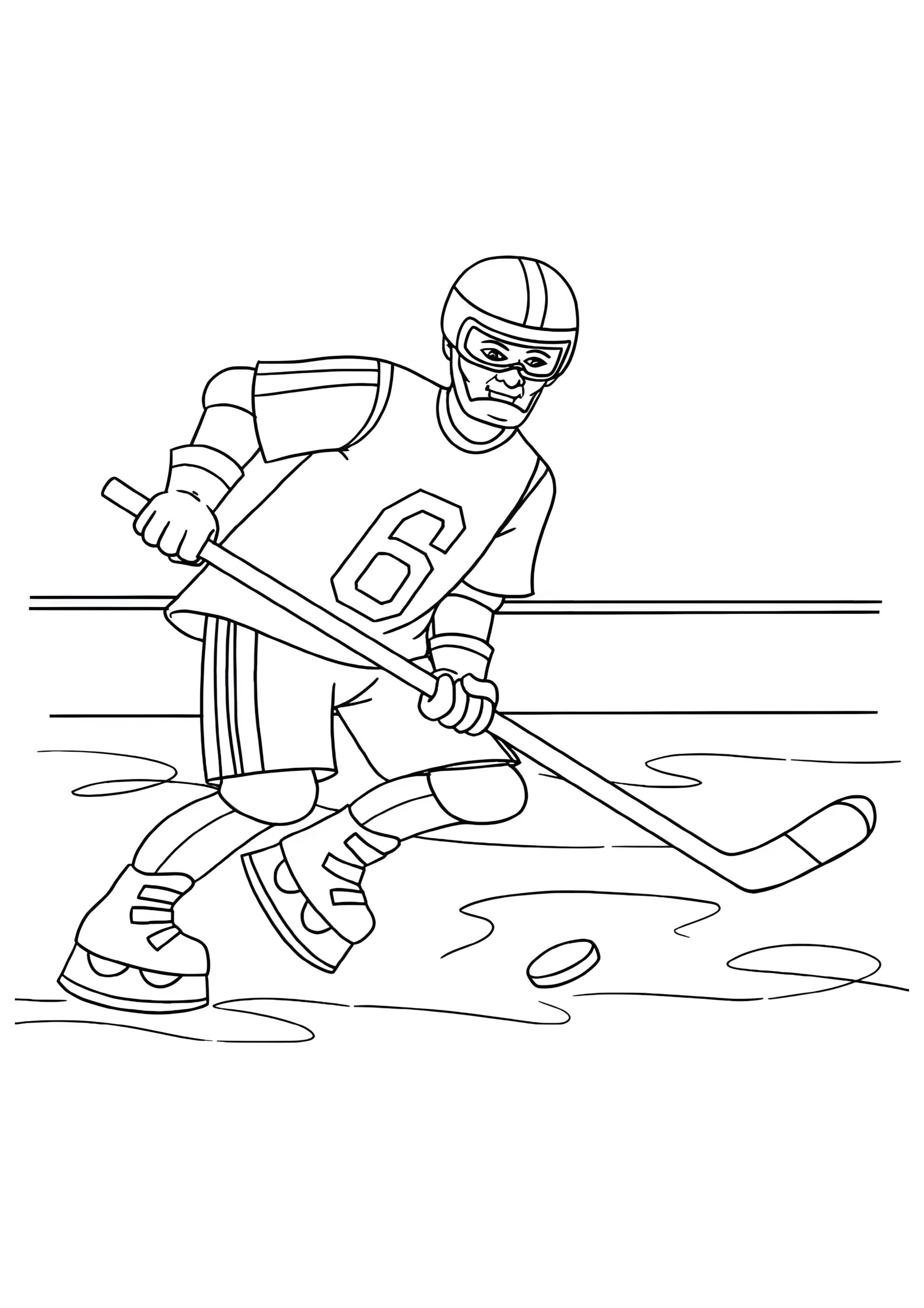 Раскраска Нападающий хоккей