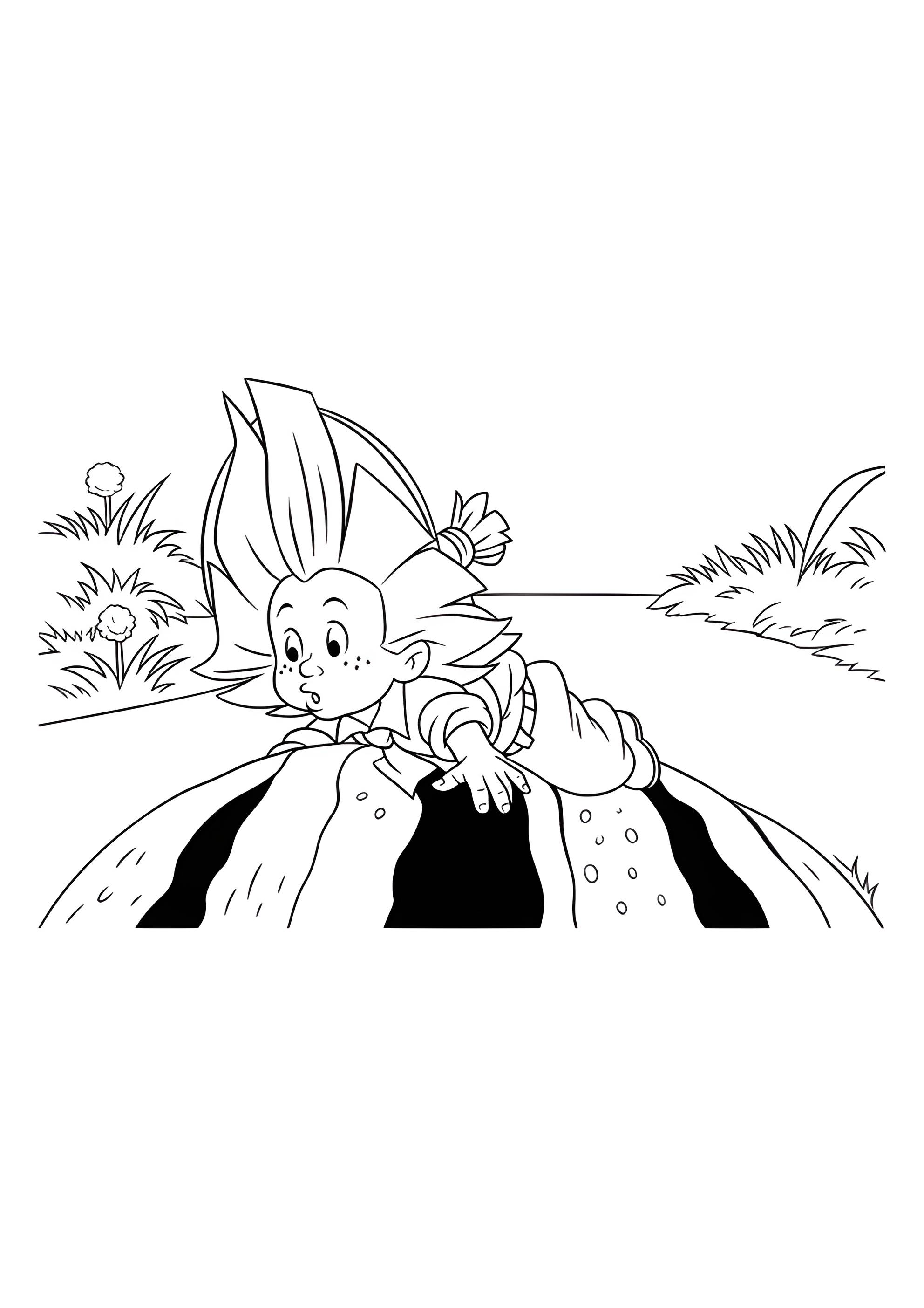 Раскраска Незнайка на арбузе