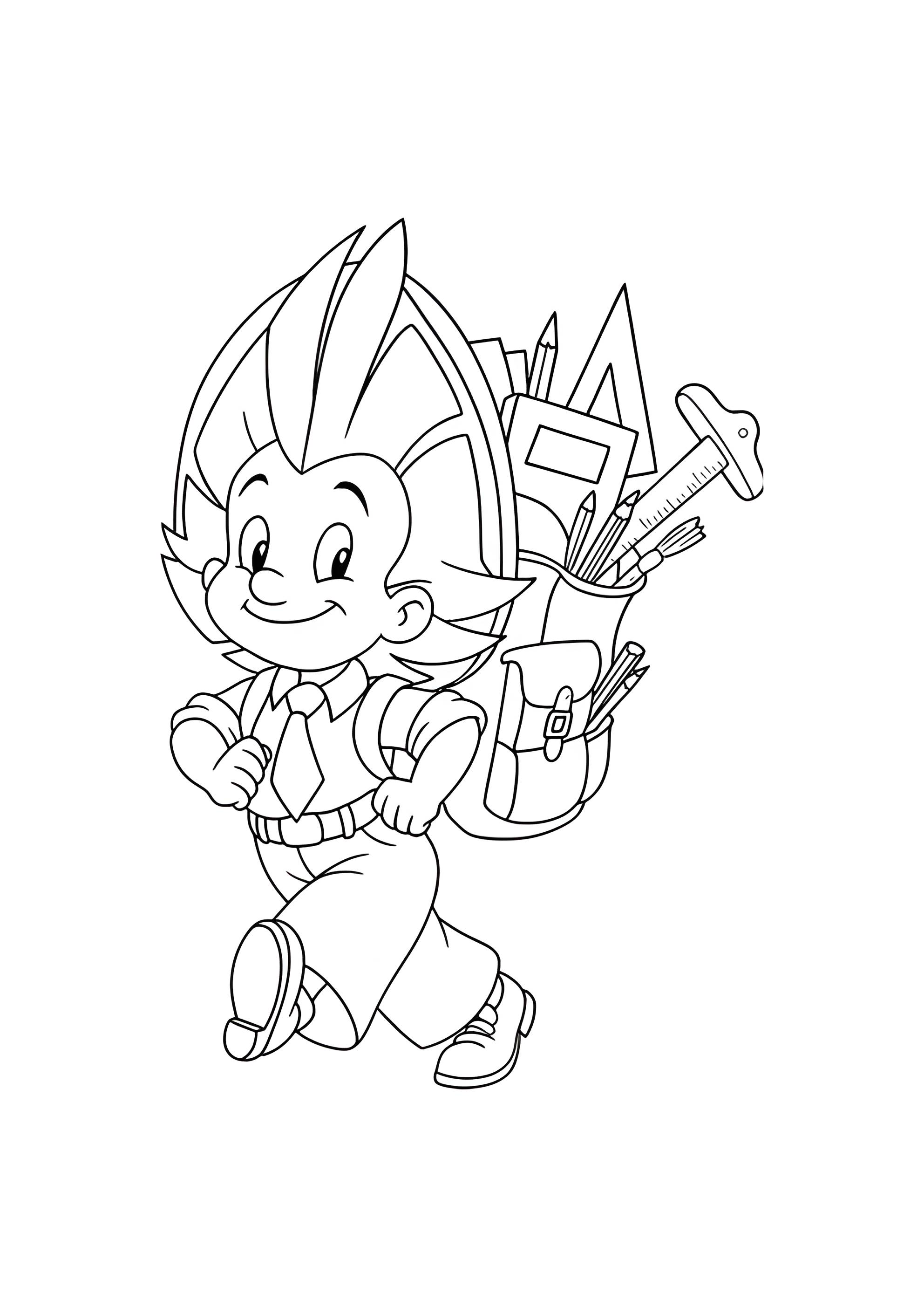 Раскраска Незнайка с рюкзаком