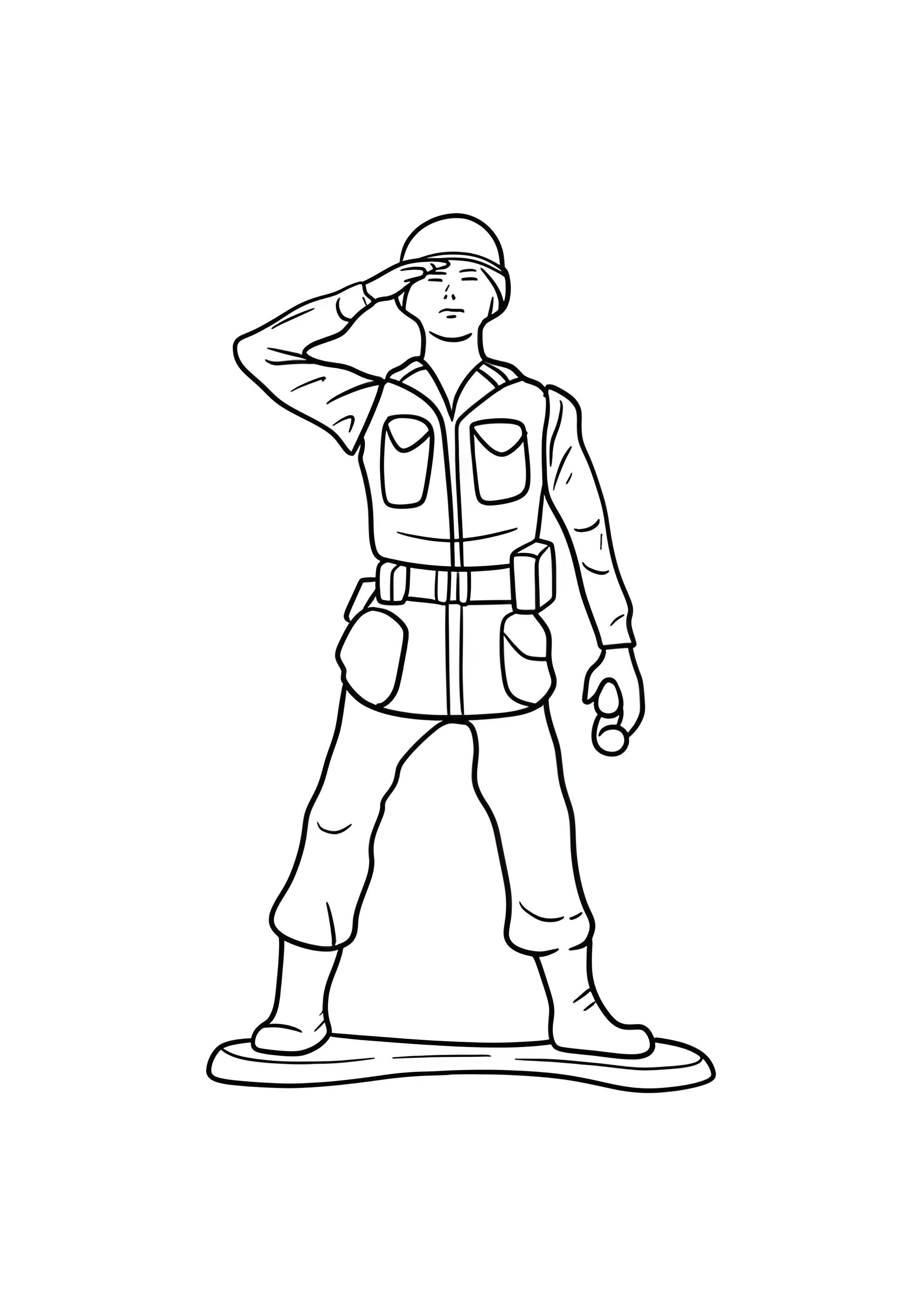 Раскраска Пластиковый солдатик салютует