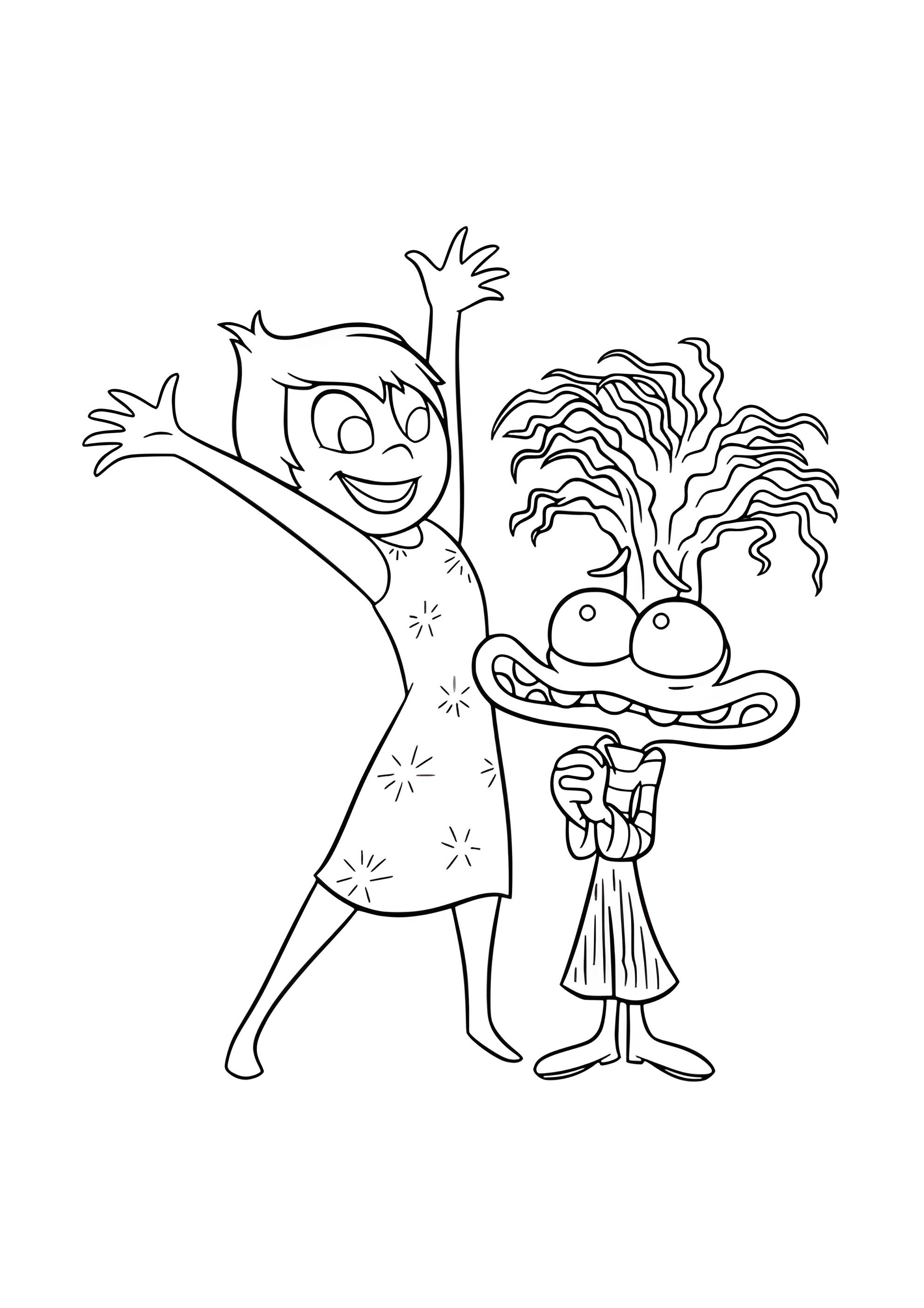 Раскраска Радость и Тревожность из Головоломка 2