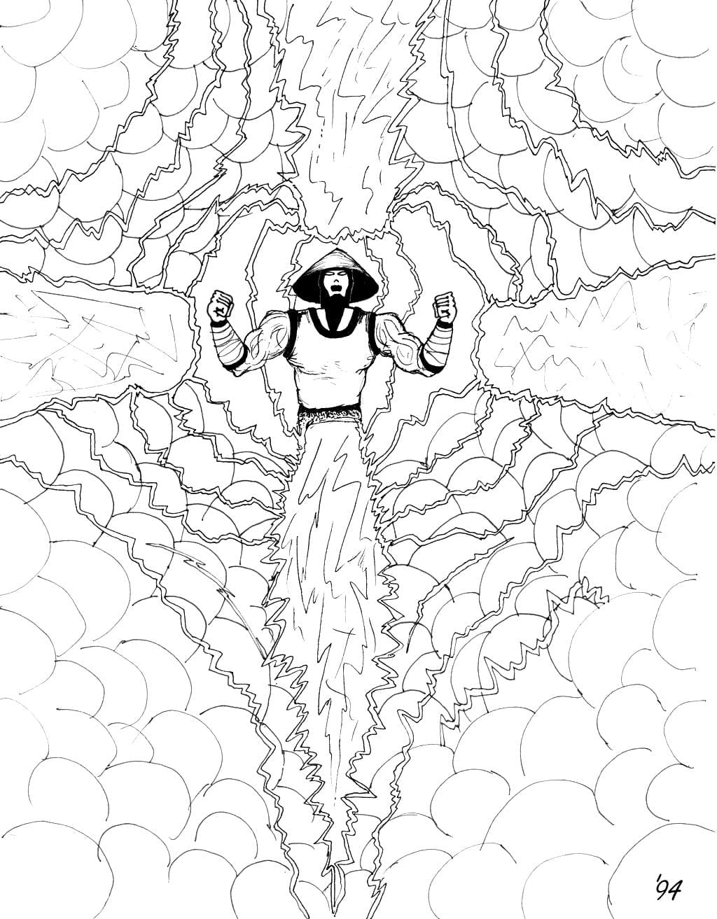 Раскраска Райден Мортал Комбат