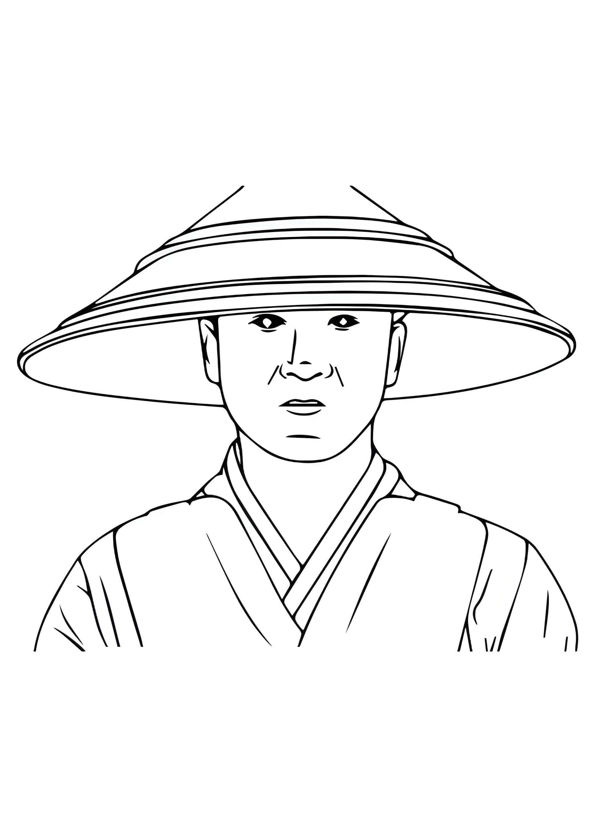 Раскраска Рейден в шляпе Мортал Комбат