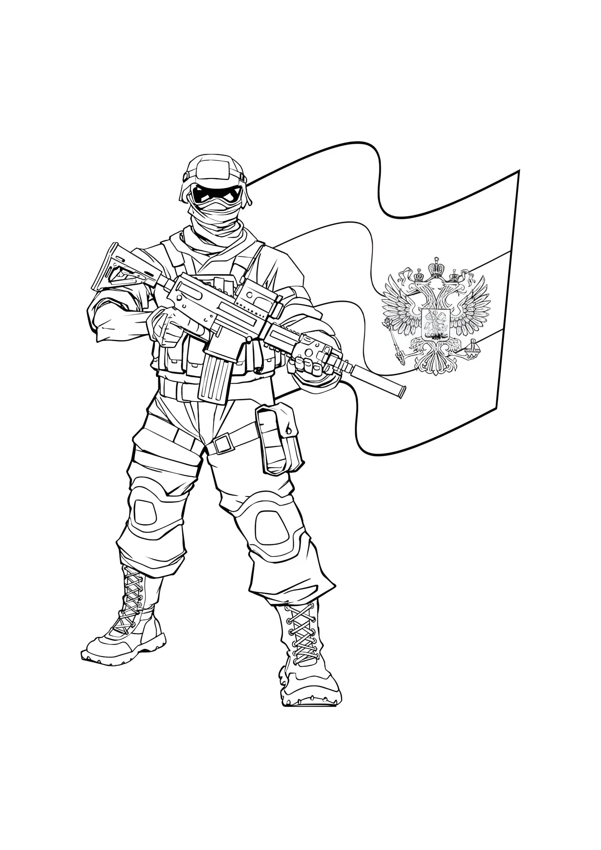 Раскраска Русский военный солдат