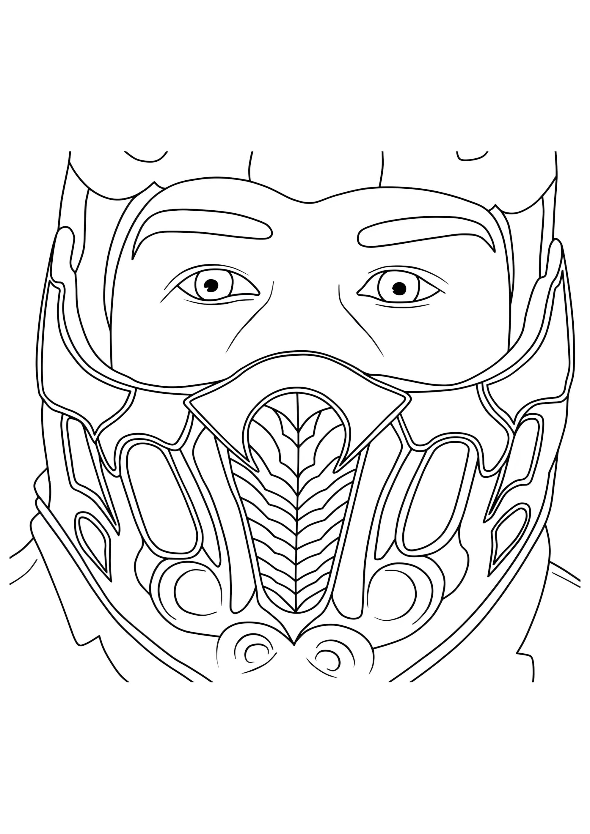 Раскраска Саб-Зиро маска Мортал Комбат