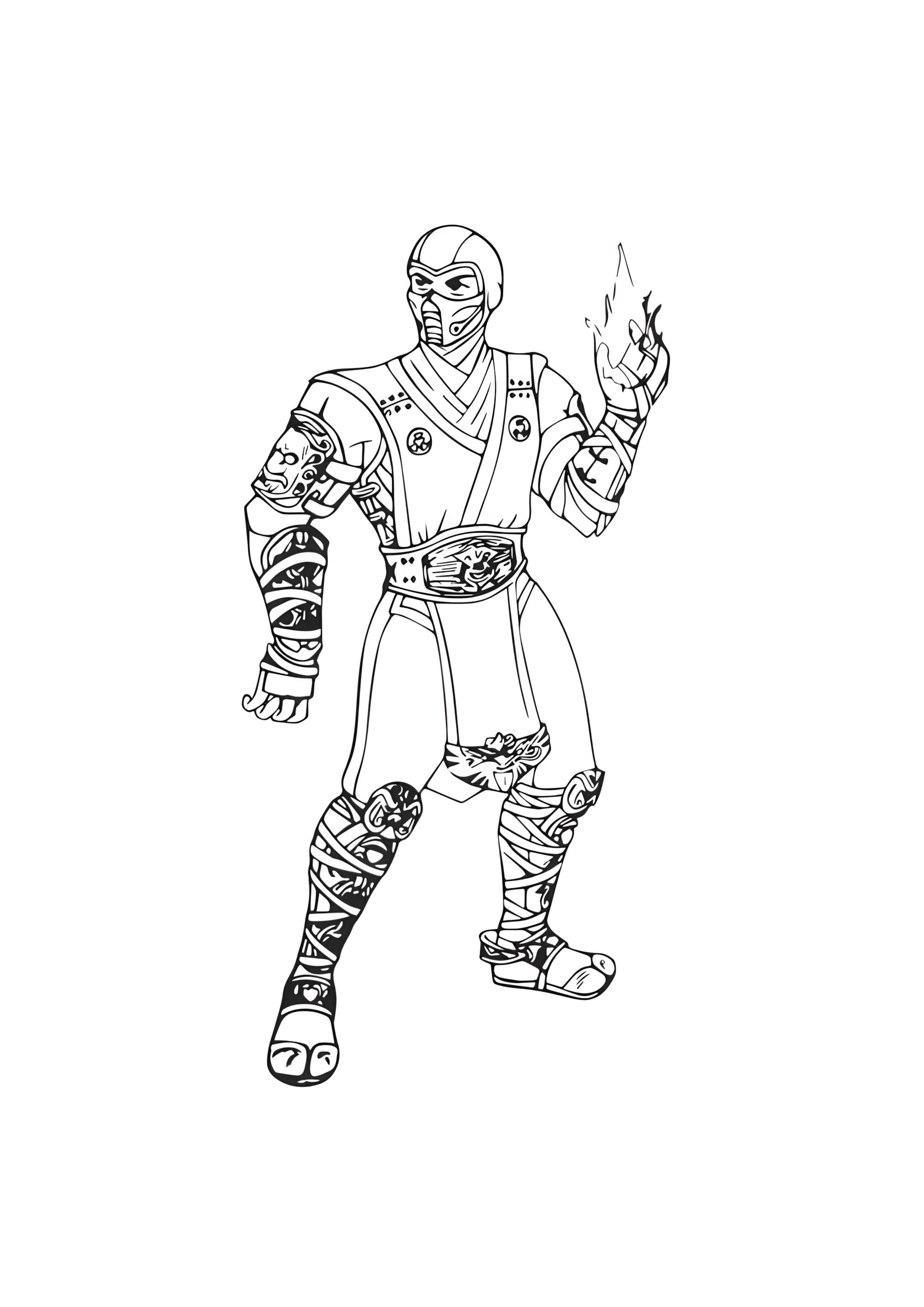 Раскраска Саб-Зиро с огнем