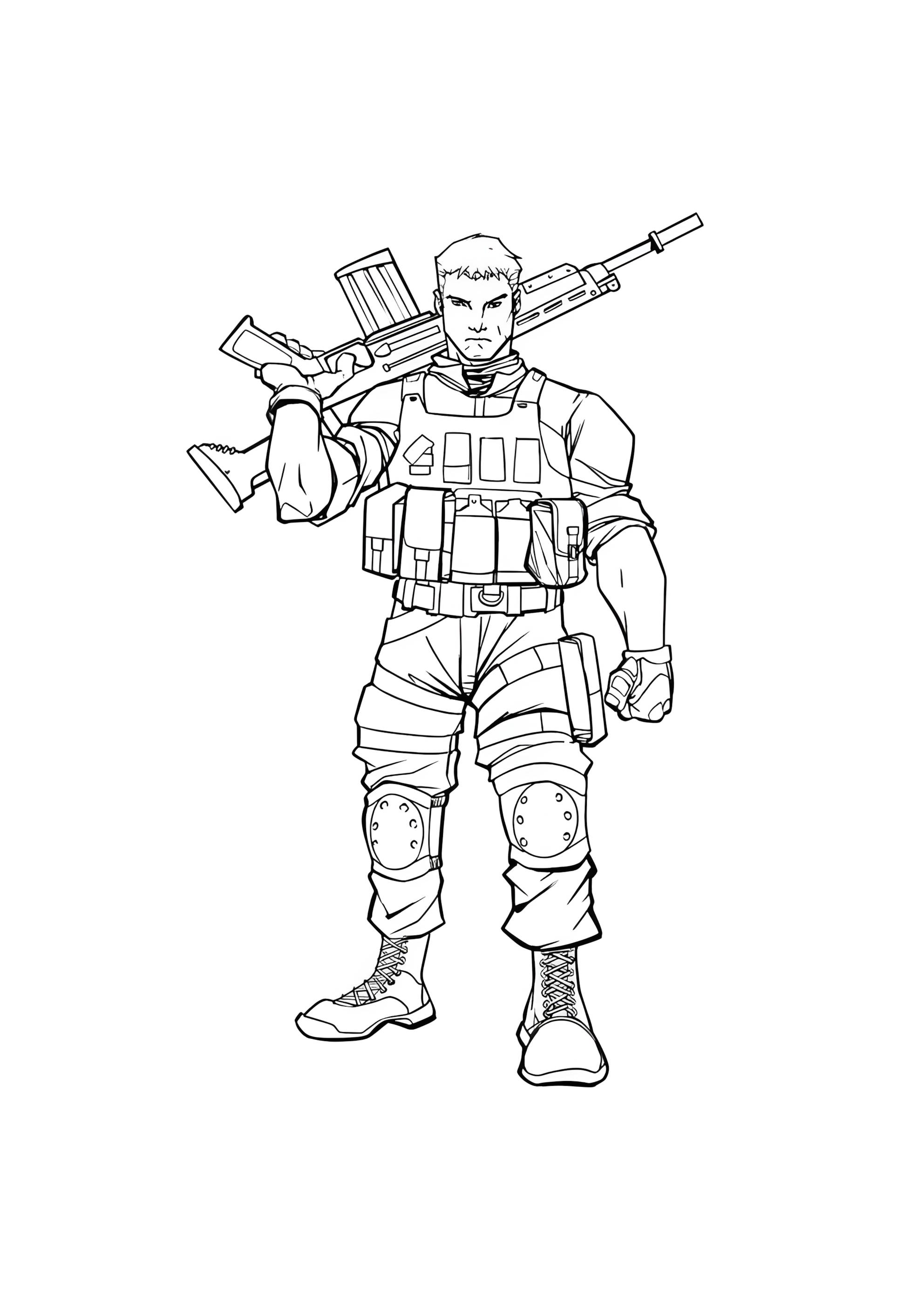 Раскраска Сильный военный