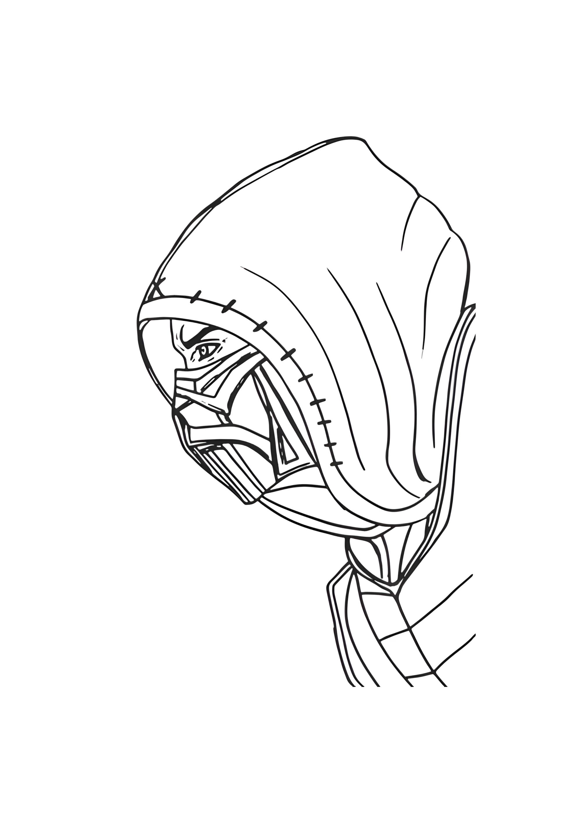 Раскраска Скорпион в капюшоне