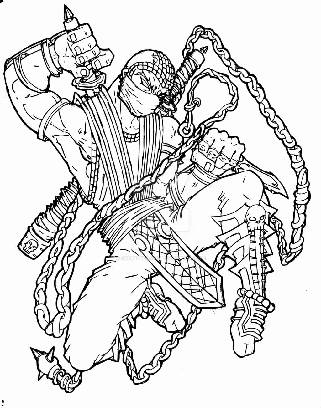 Раскраска Скорпион в прыжке