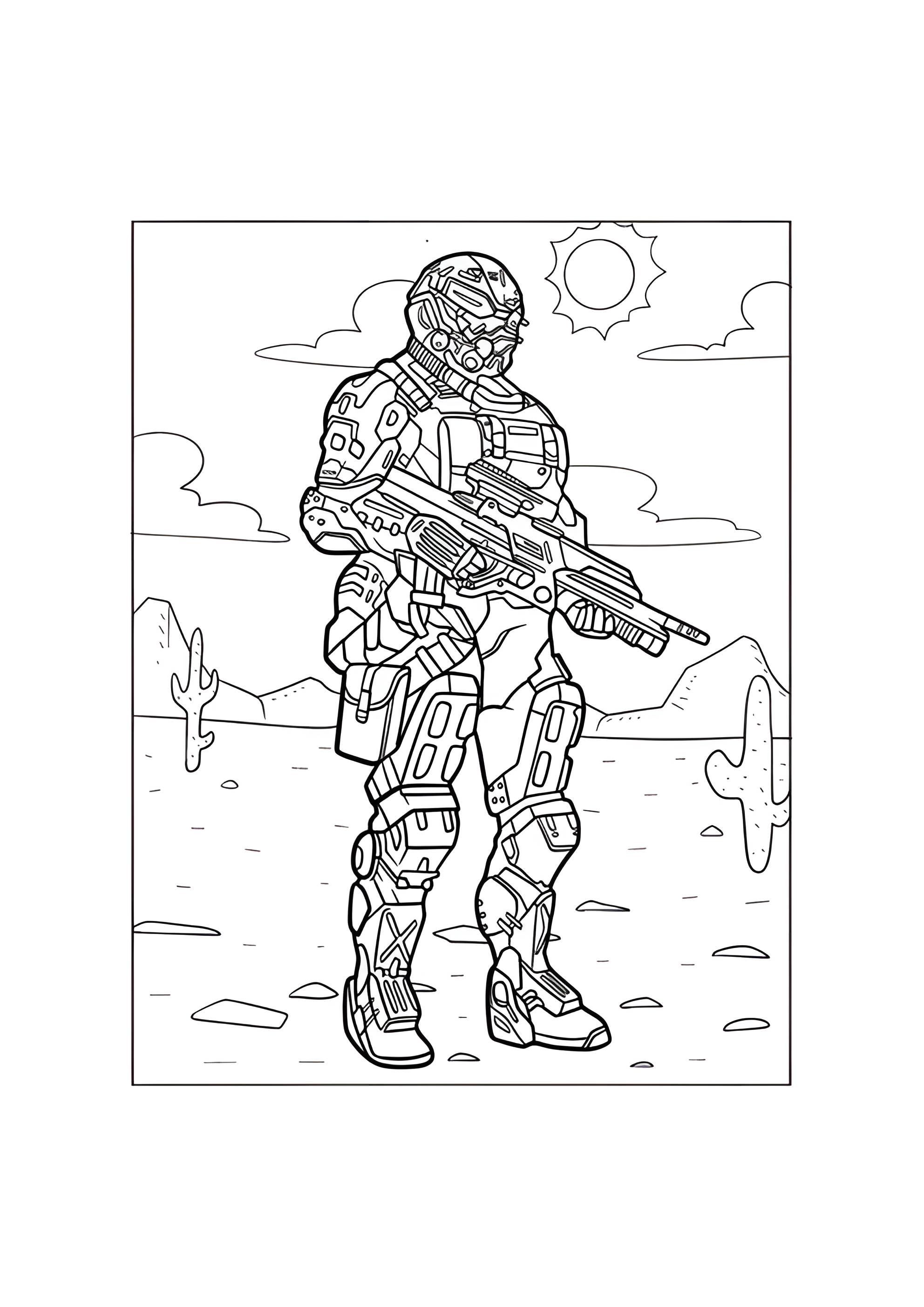 Раскраска Солдат из игры Halo