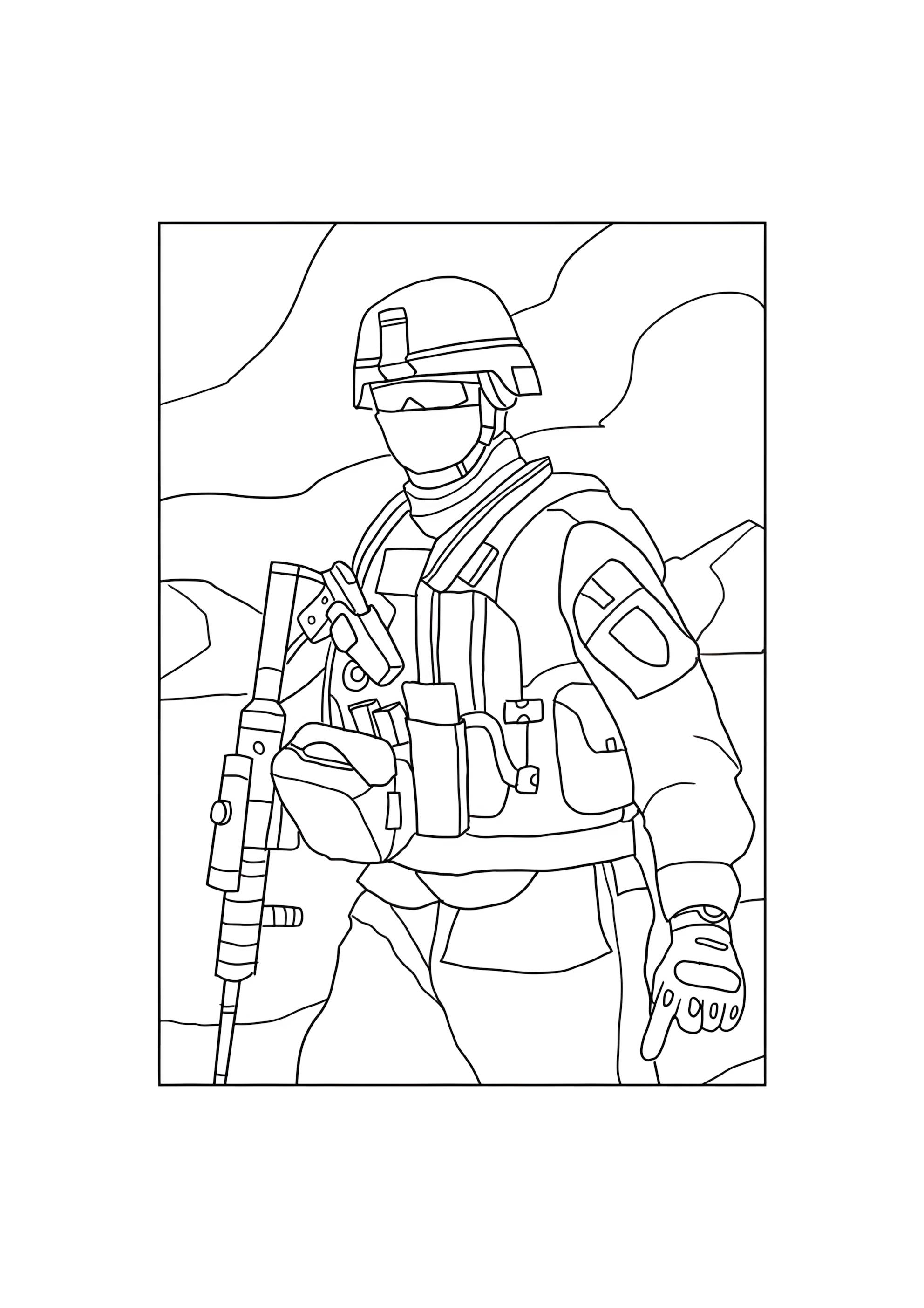 Раскраска Солдат на войне