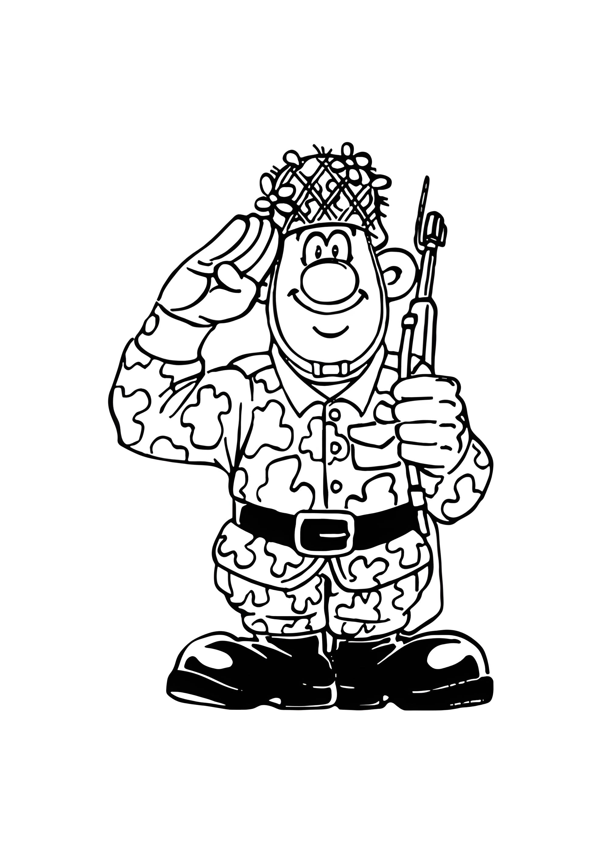 Раскраска Солдат отдает честь