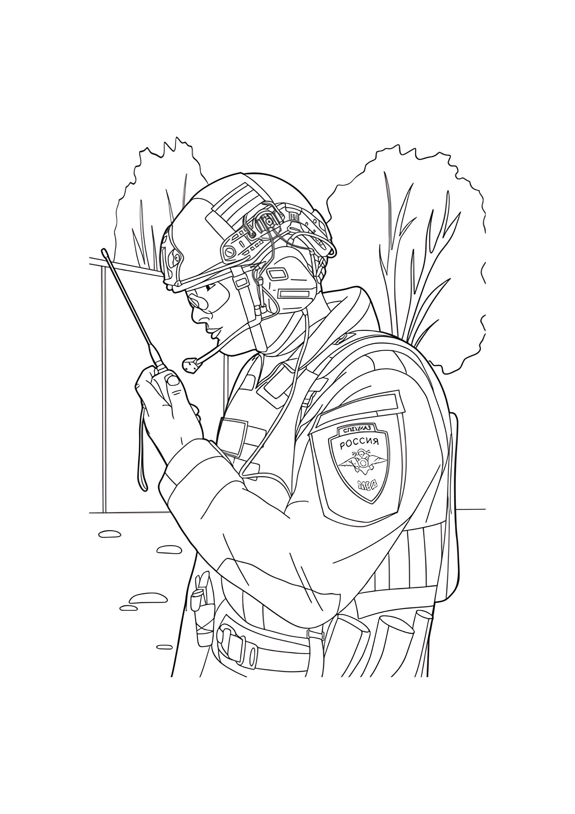 Раскраска Солдат российского спецназа
