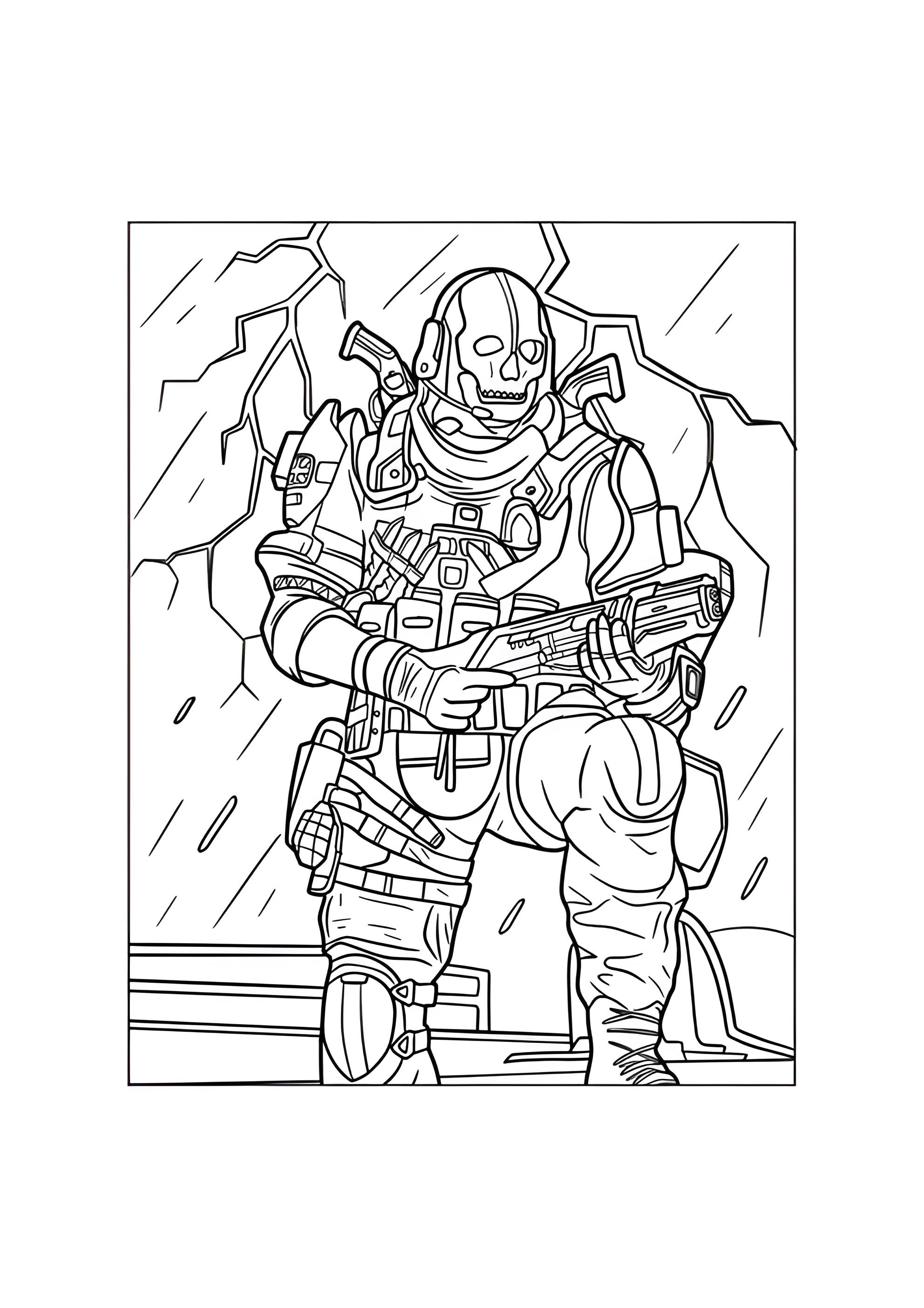 Раскраска Солдат с маской призрака