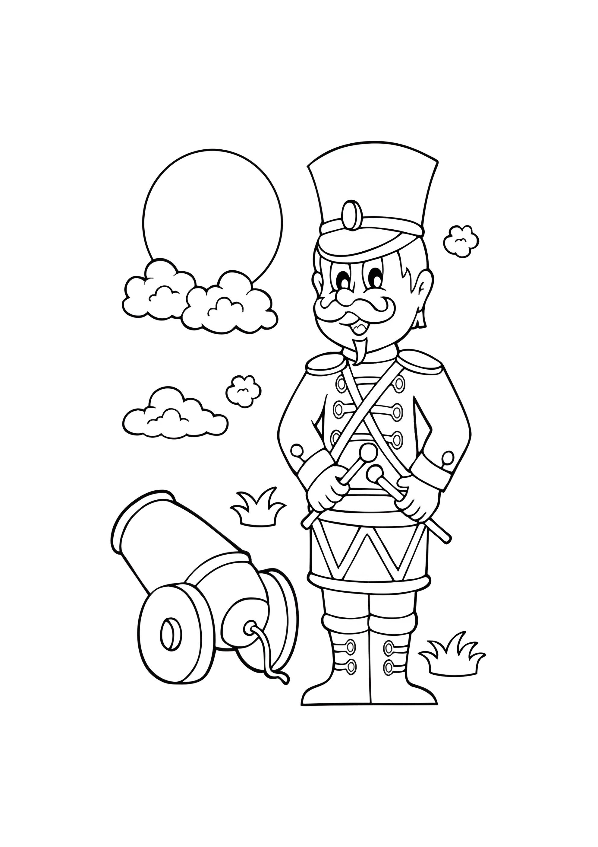 Раскраска Солдат с пушкой