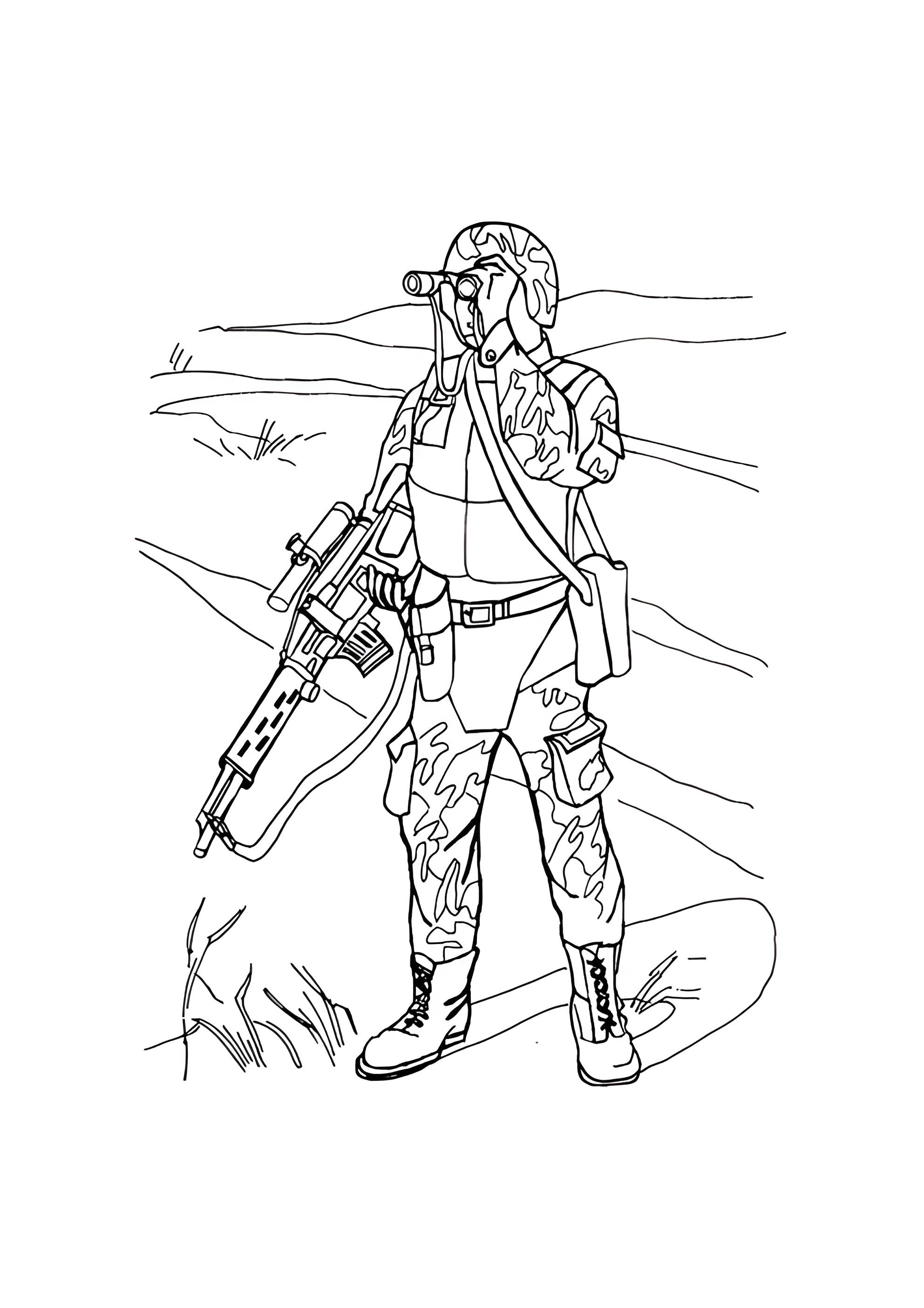 Раскраска Солдат с винтовкой