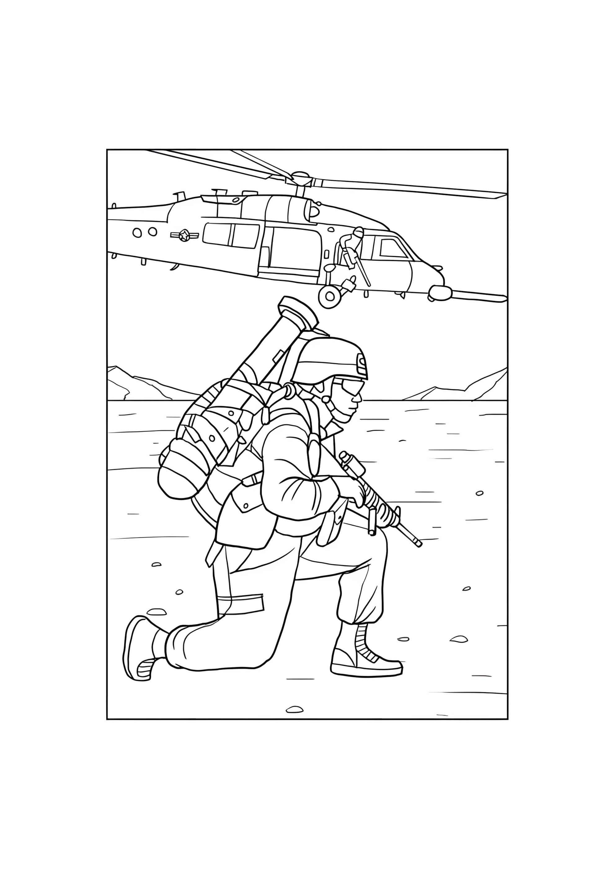 Раскраска Солдат штурмовик