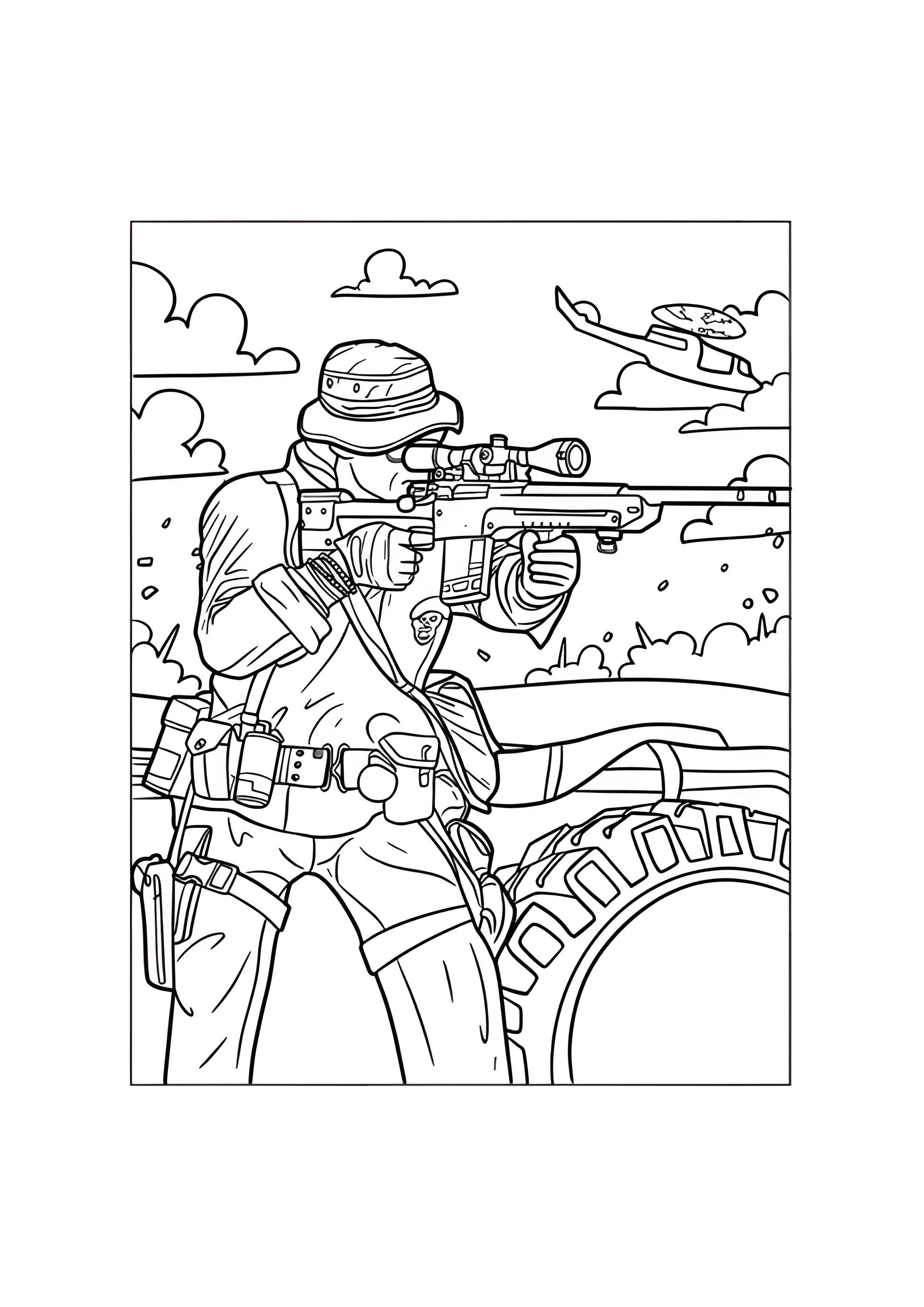 Раскраска Солдат снайпер