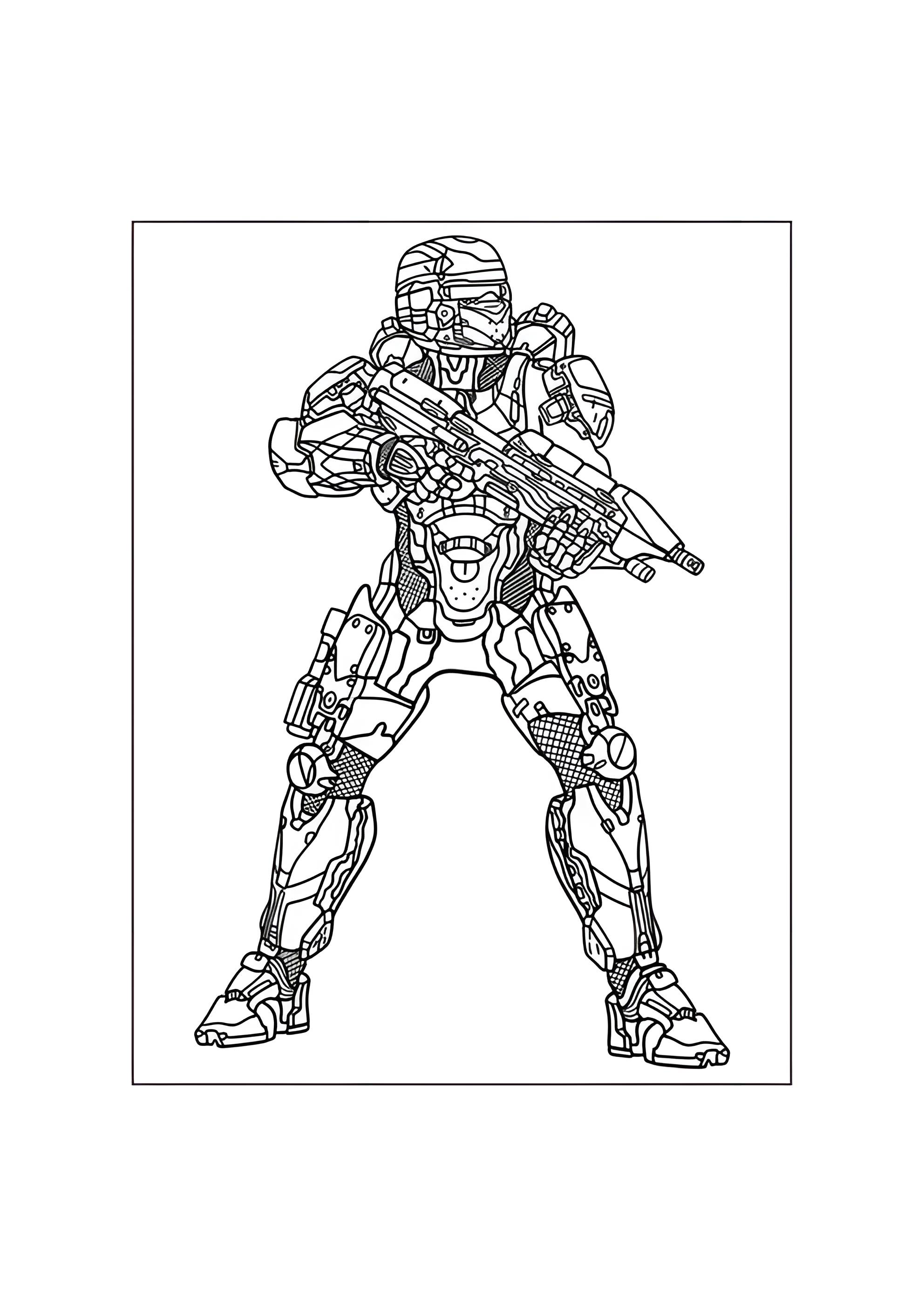 Раскраска Солдат спартанец из игры Halo