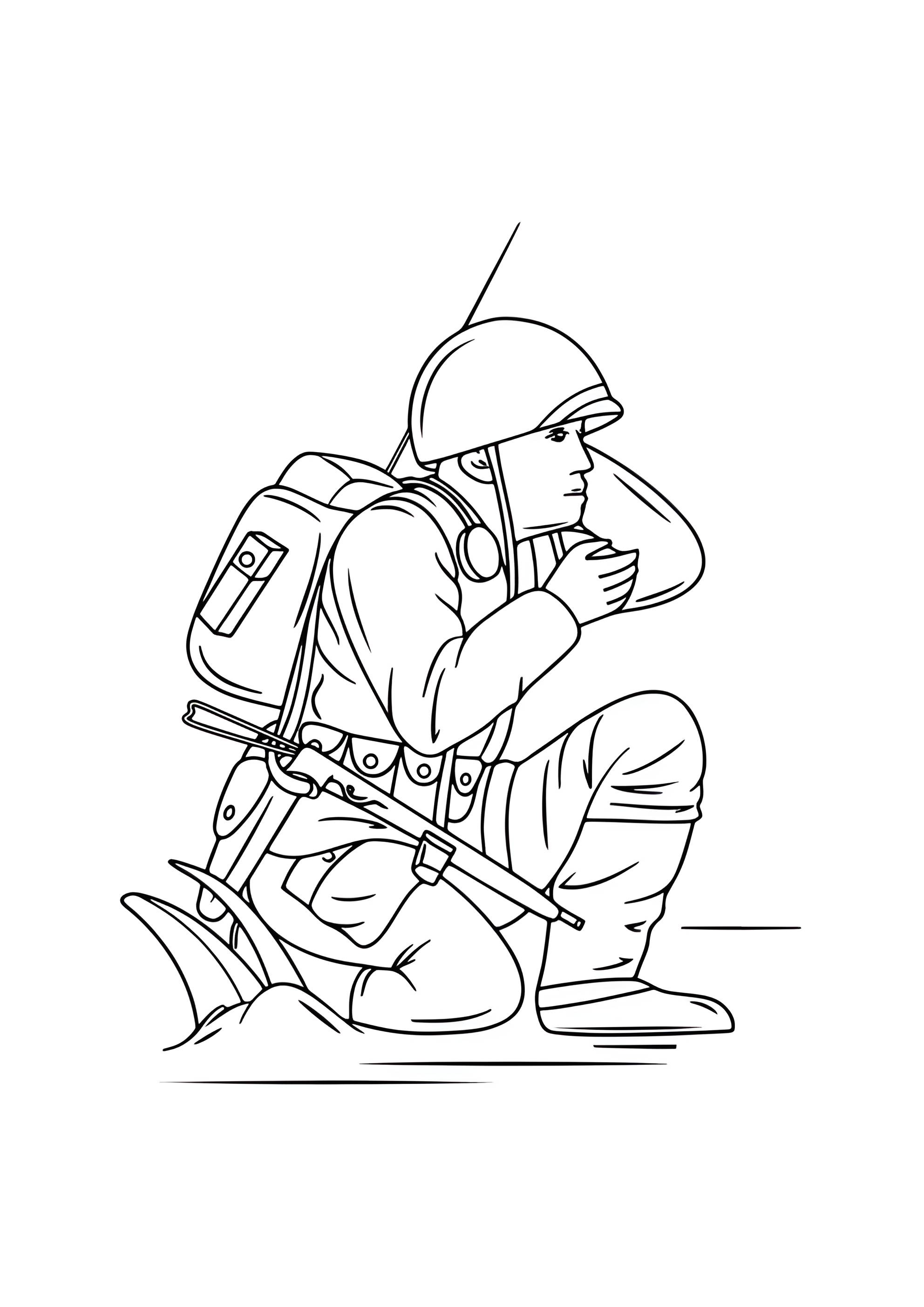 Раскраска Солдат связист