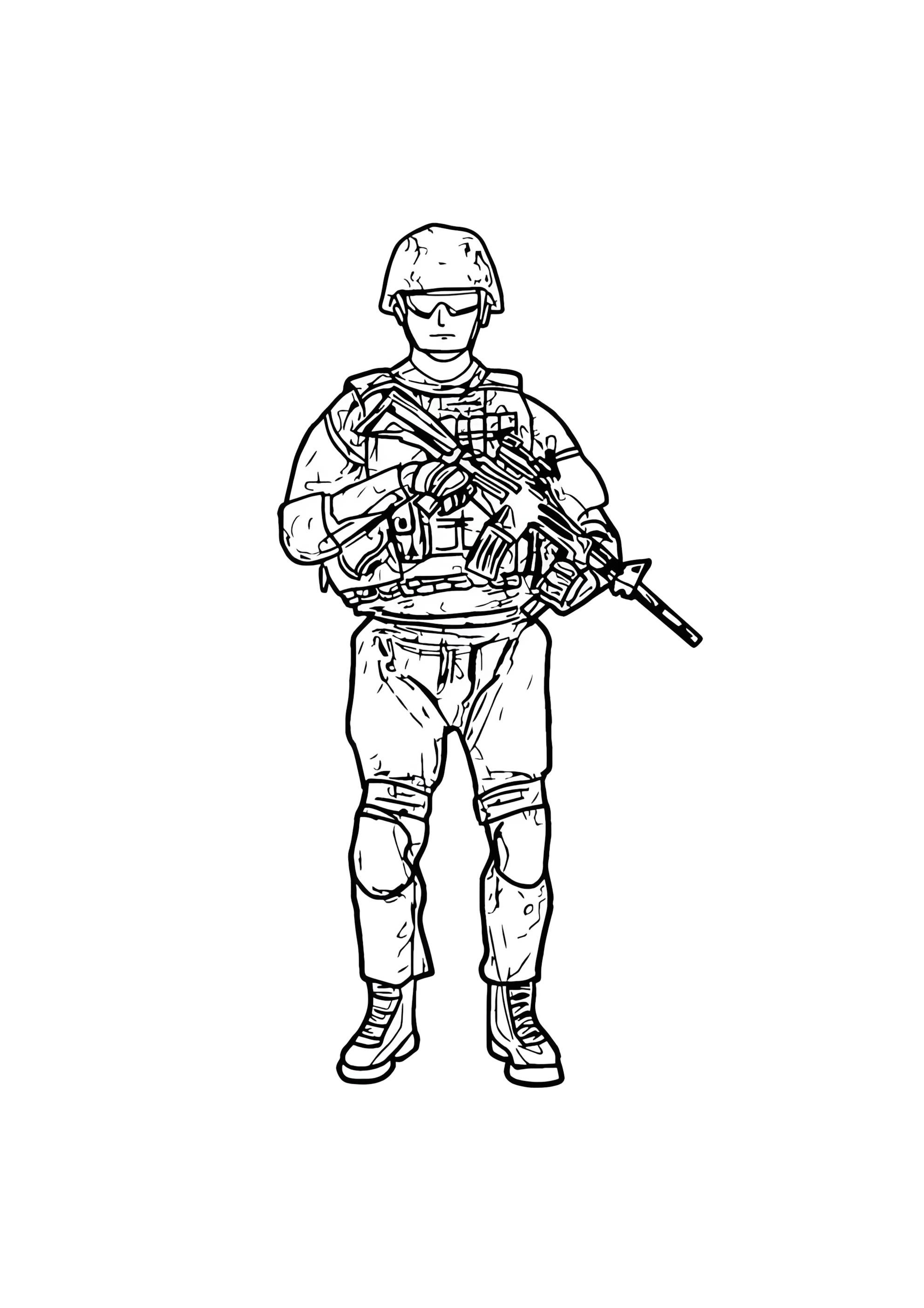 Раскраска Солдат в экиперовке
