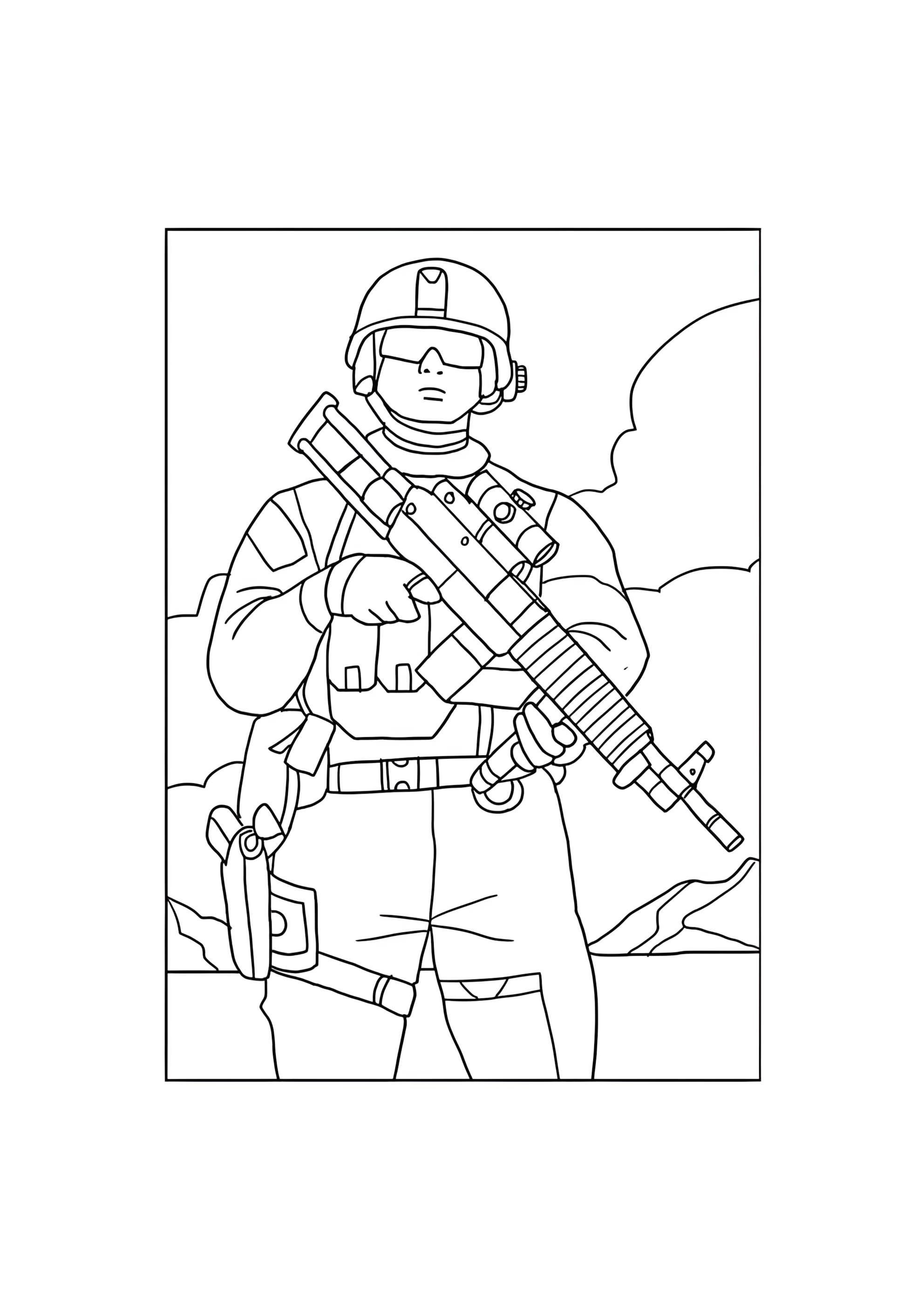 Раскраска Солдат война