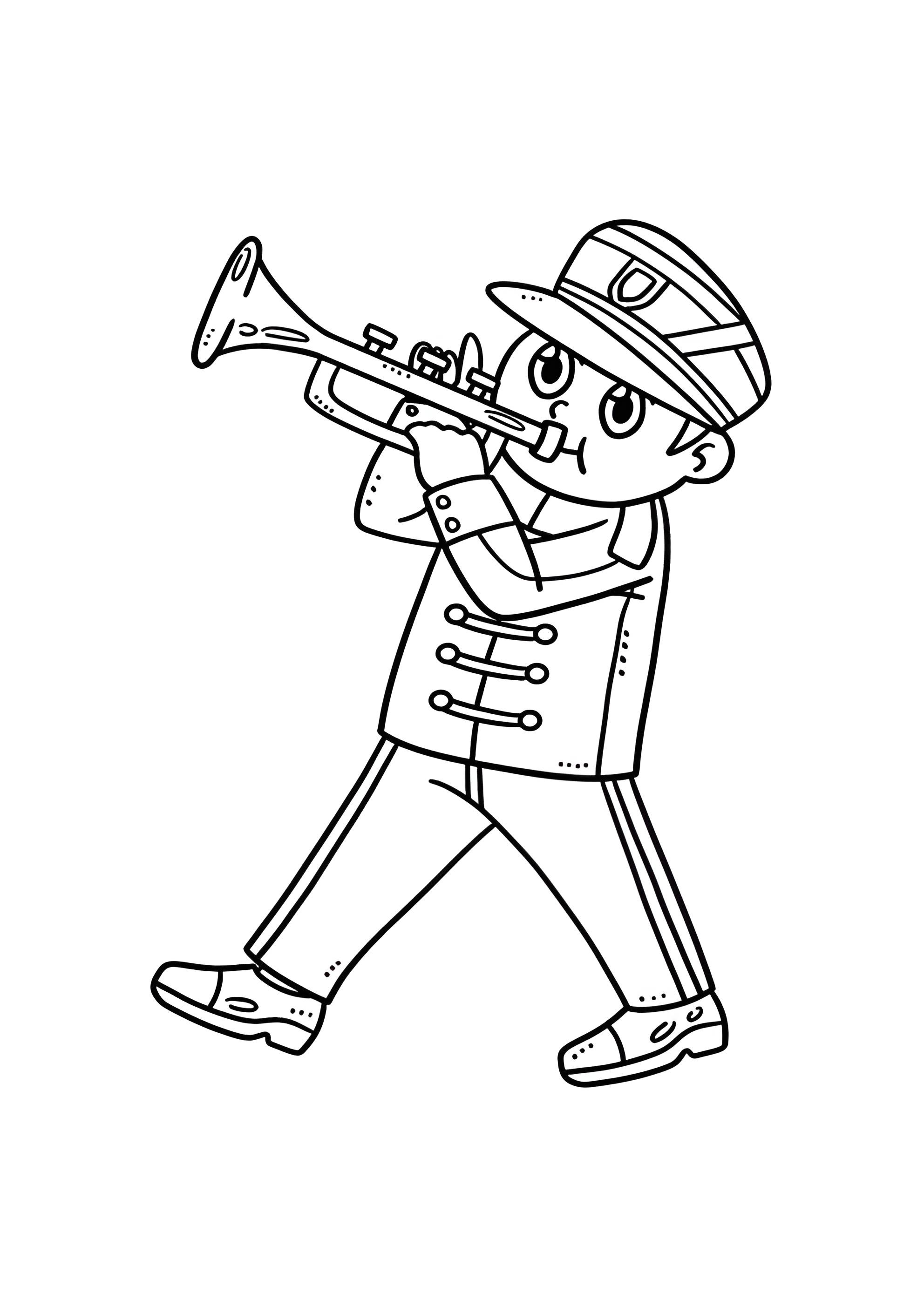 Раскраска Солдатик с трубой