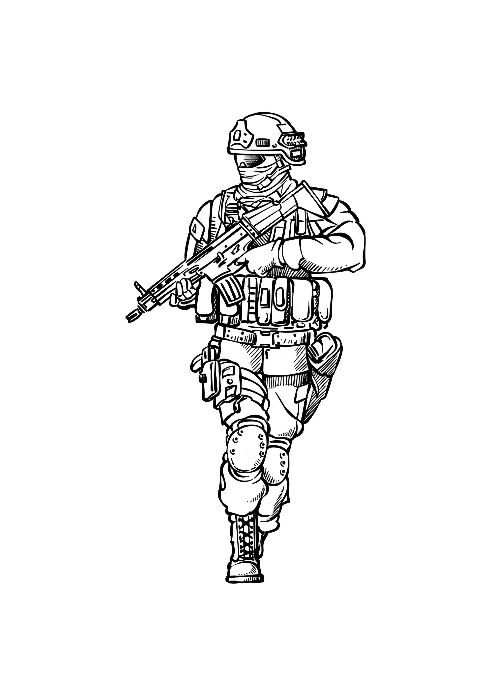 Раскраска Современный солдат