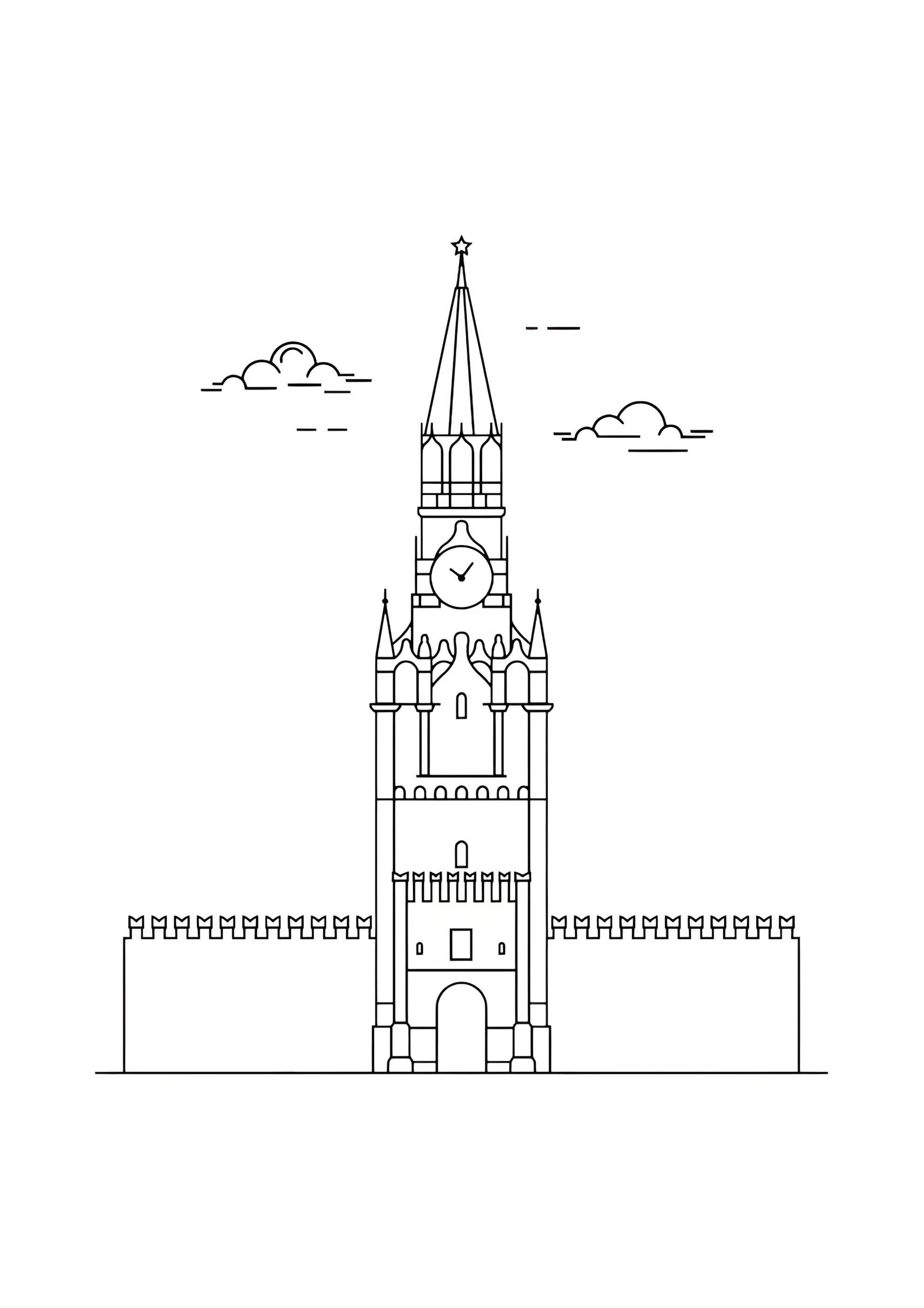 Раскраска Спасская башня Москва