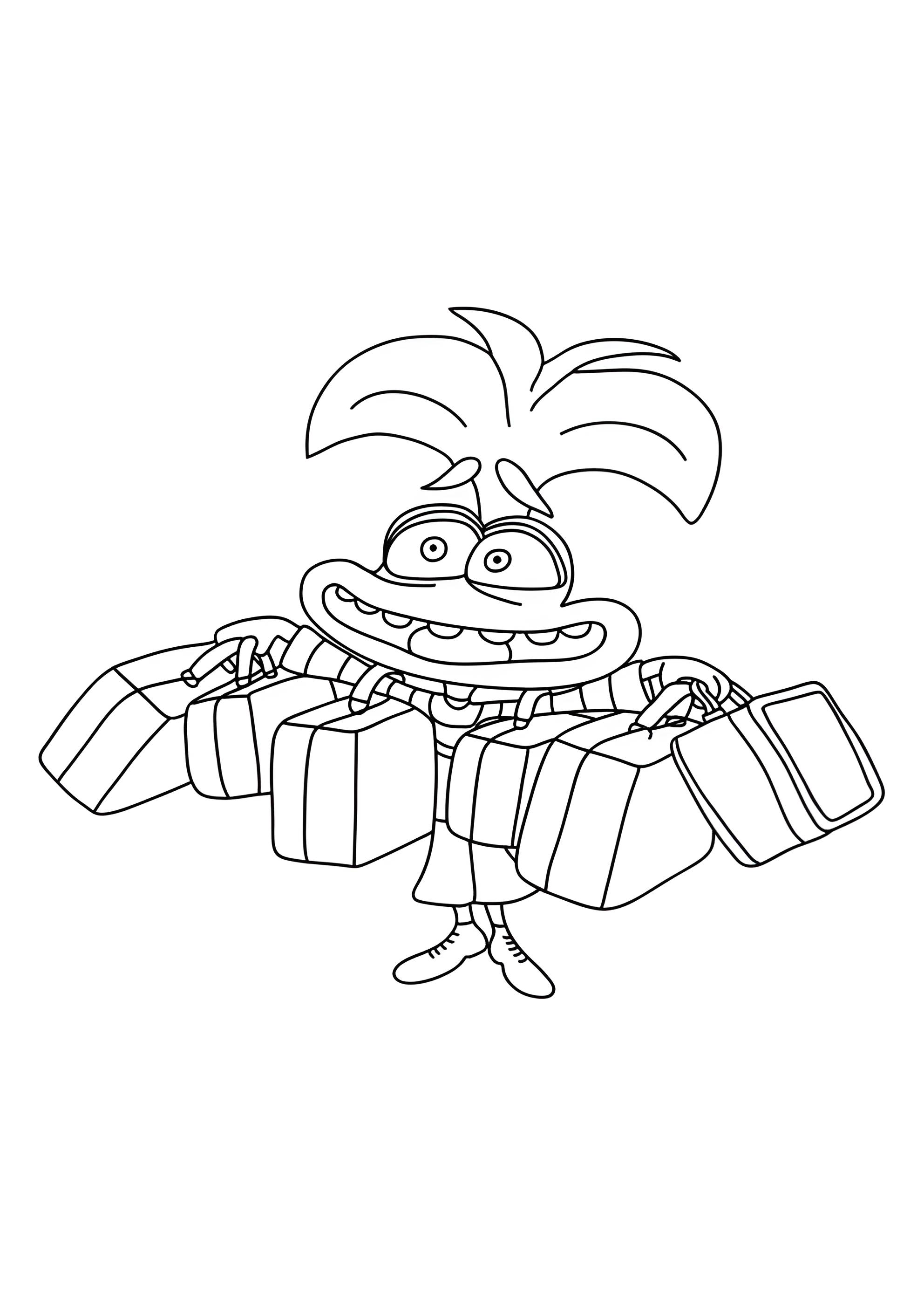 Раскраска Тревожность с чемоданами