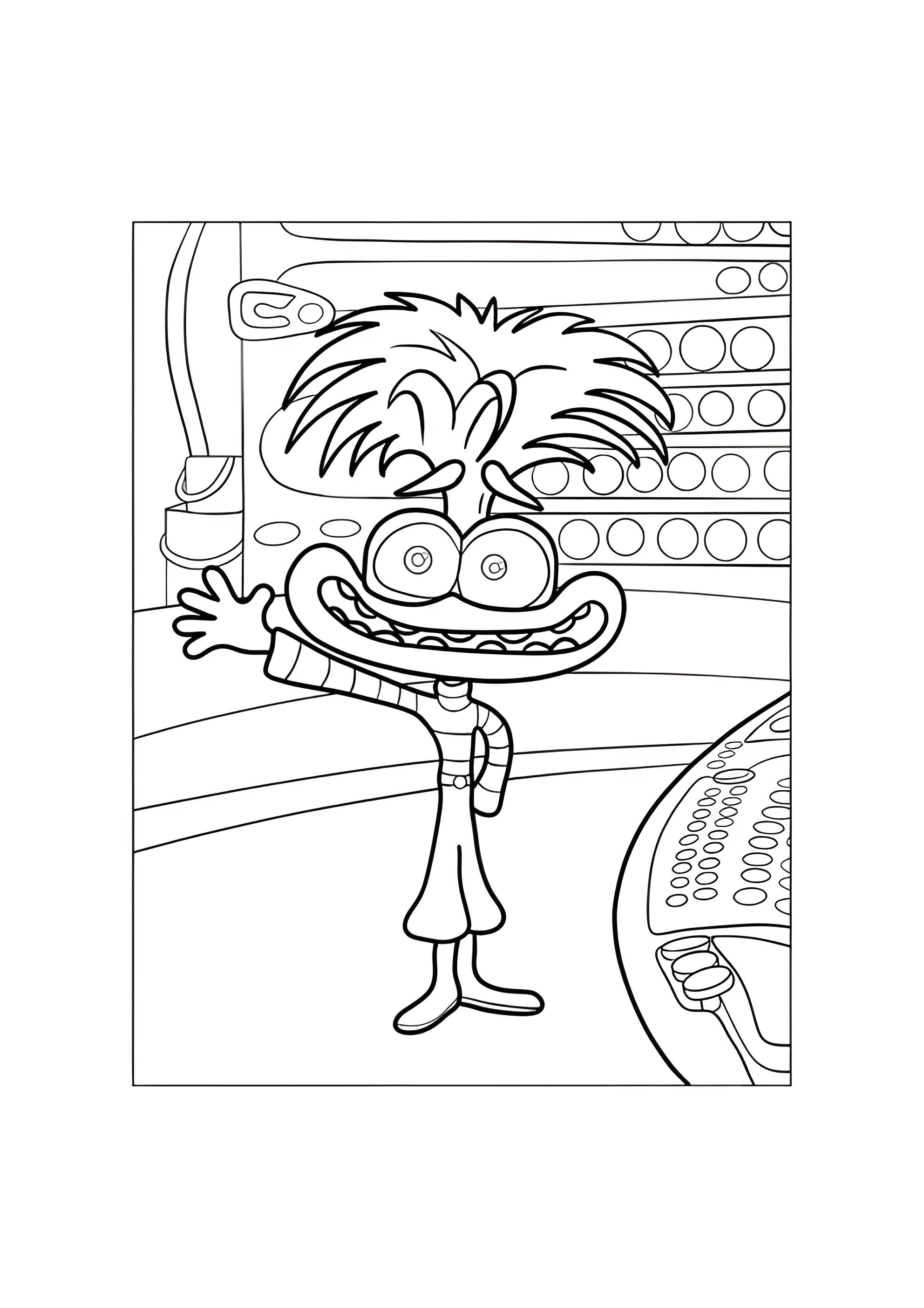 Раскраска Тревожность возле пульта управления эмоциями