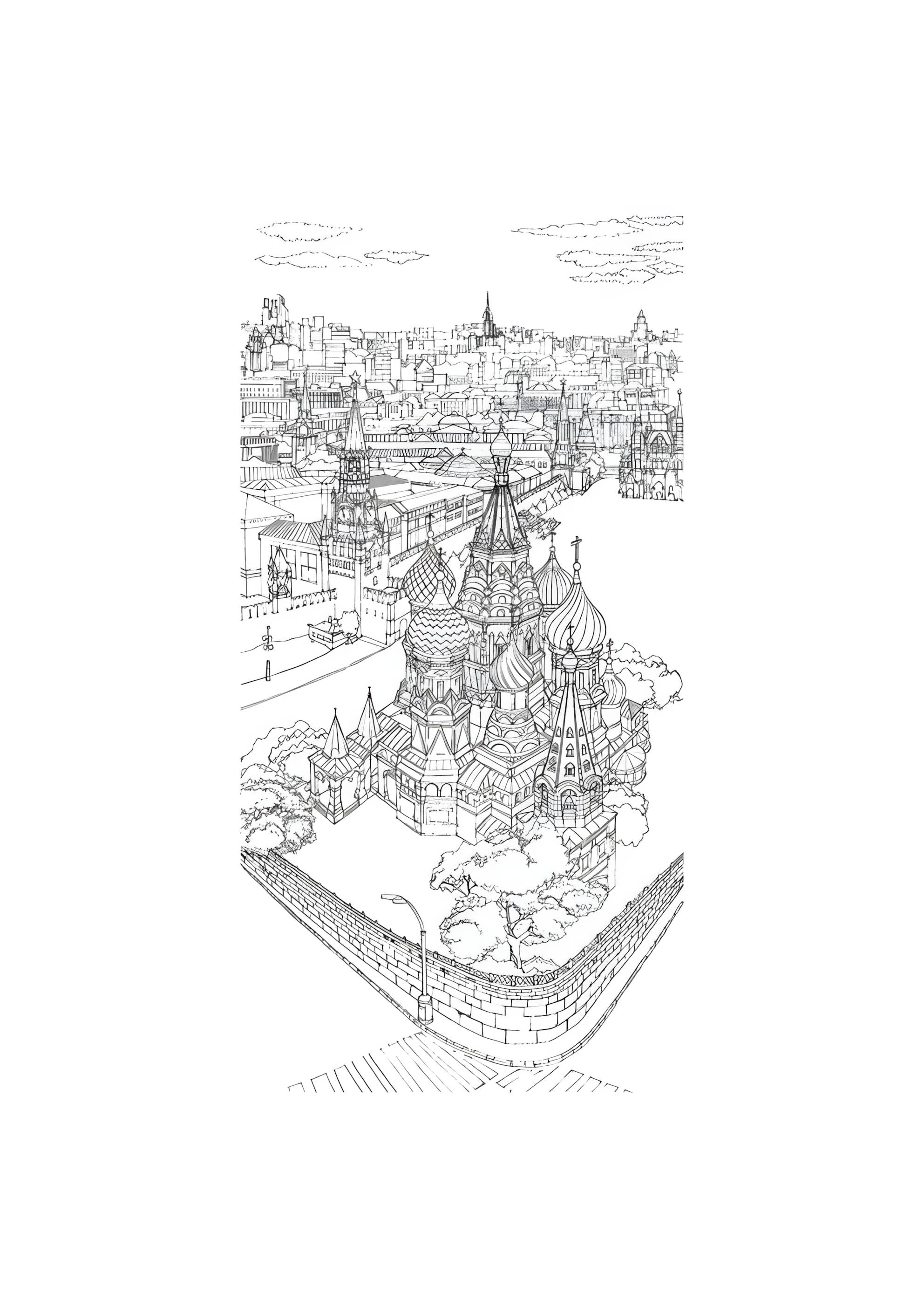 Раскраска Вид сверху Москва