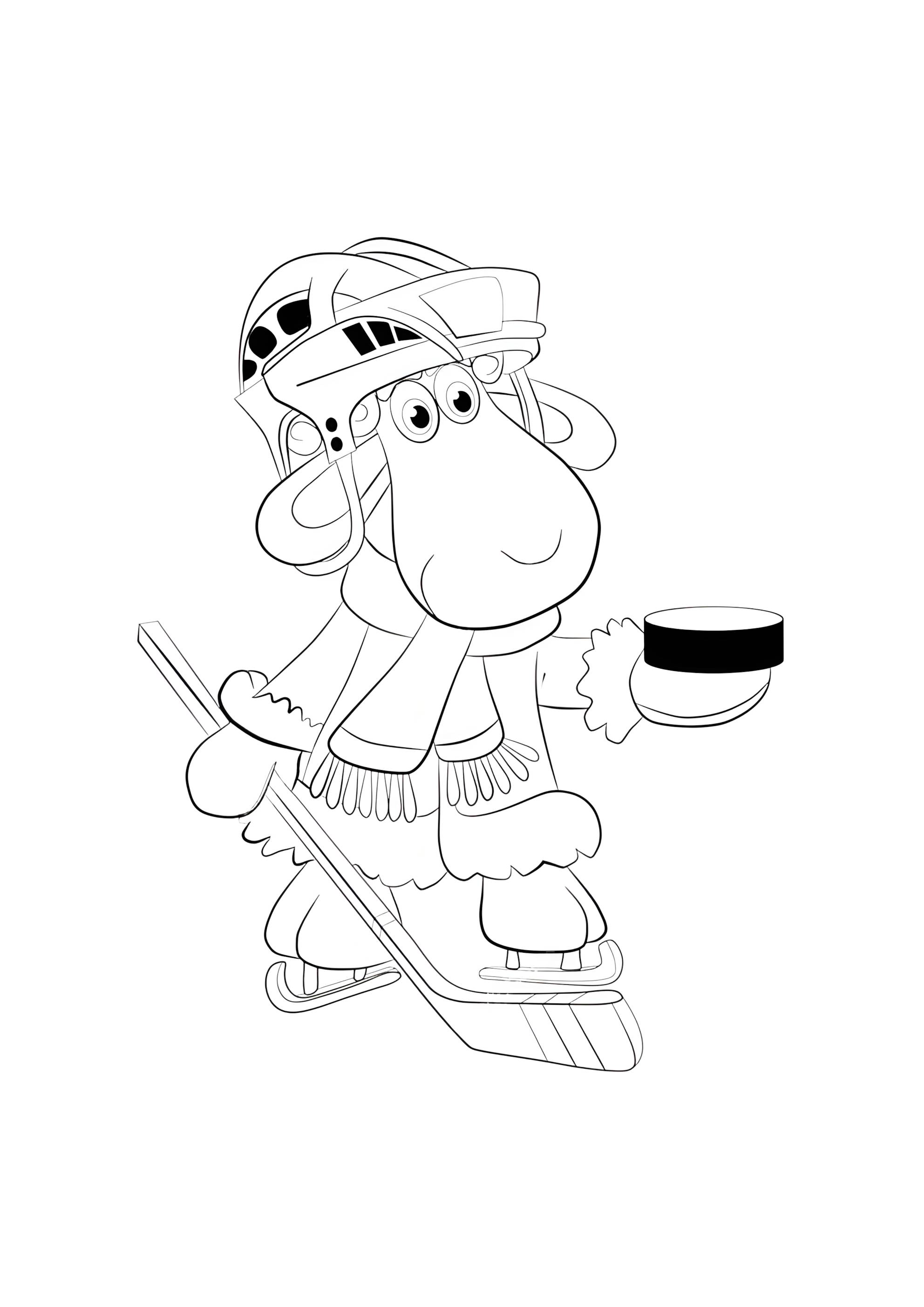 Раскраска Животные хоккеисты