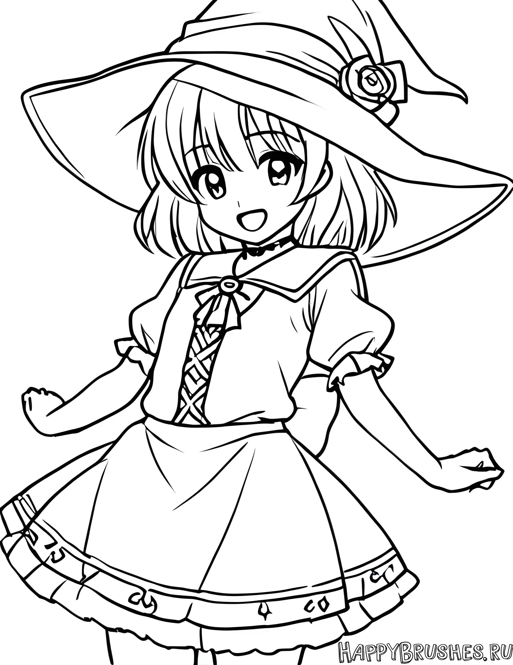 Раскраска Аниме-ведьмочка из звёздного города