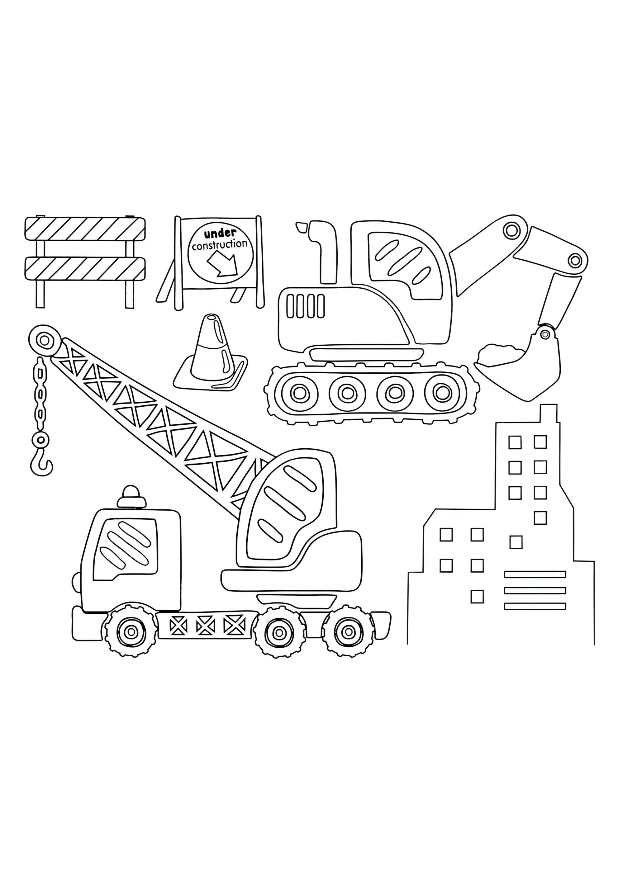 Раскраска Атрибутика строительная техника