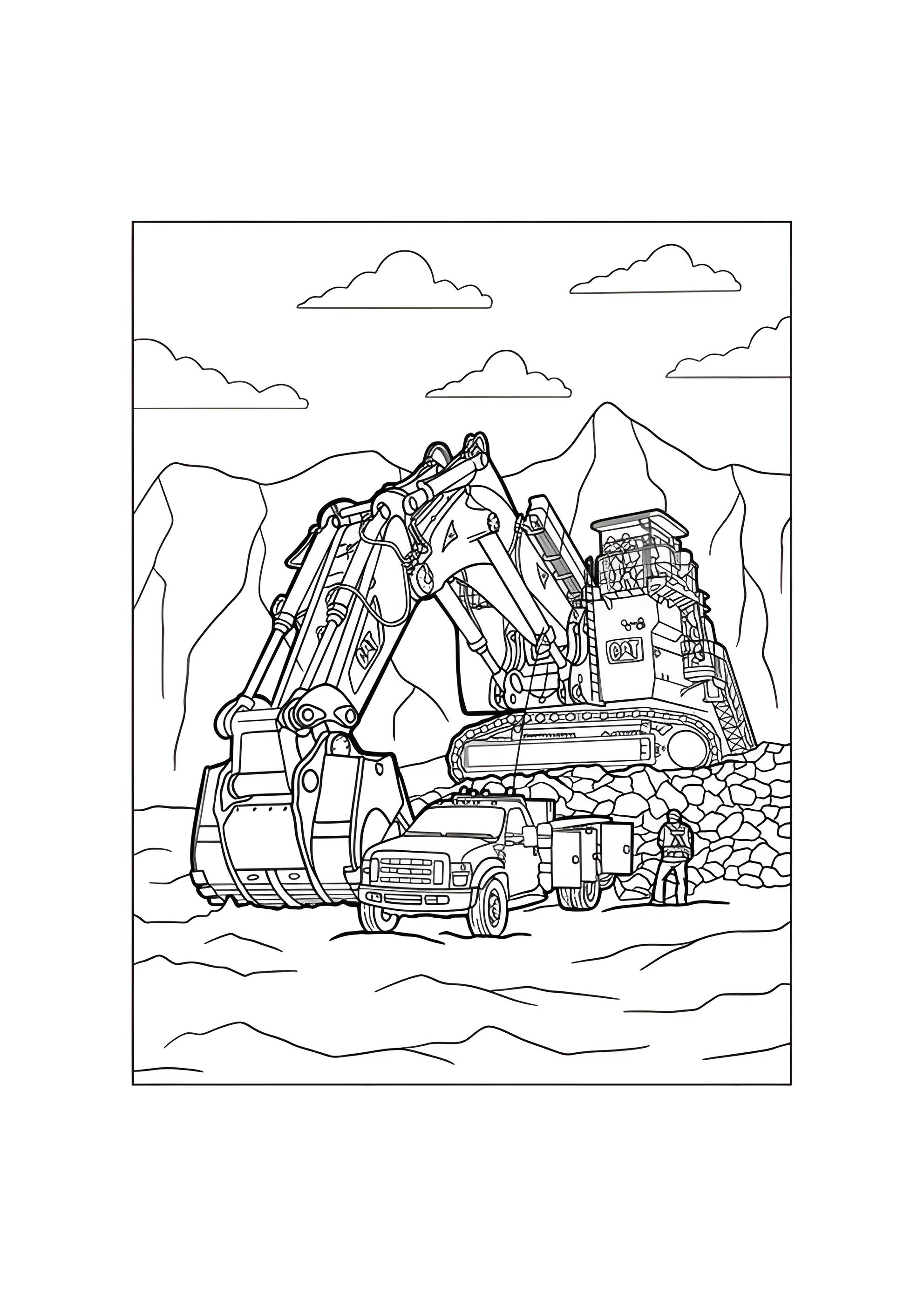 Раскраска Большой карьерный экскаватор CAT