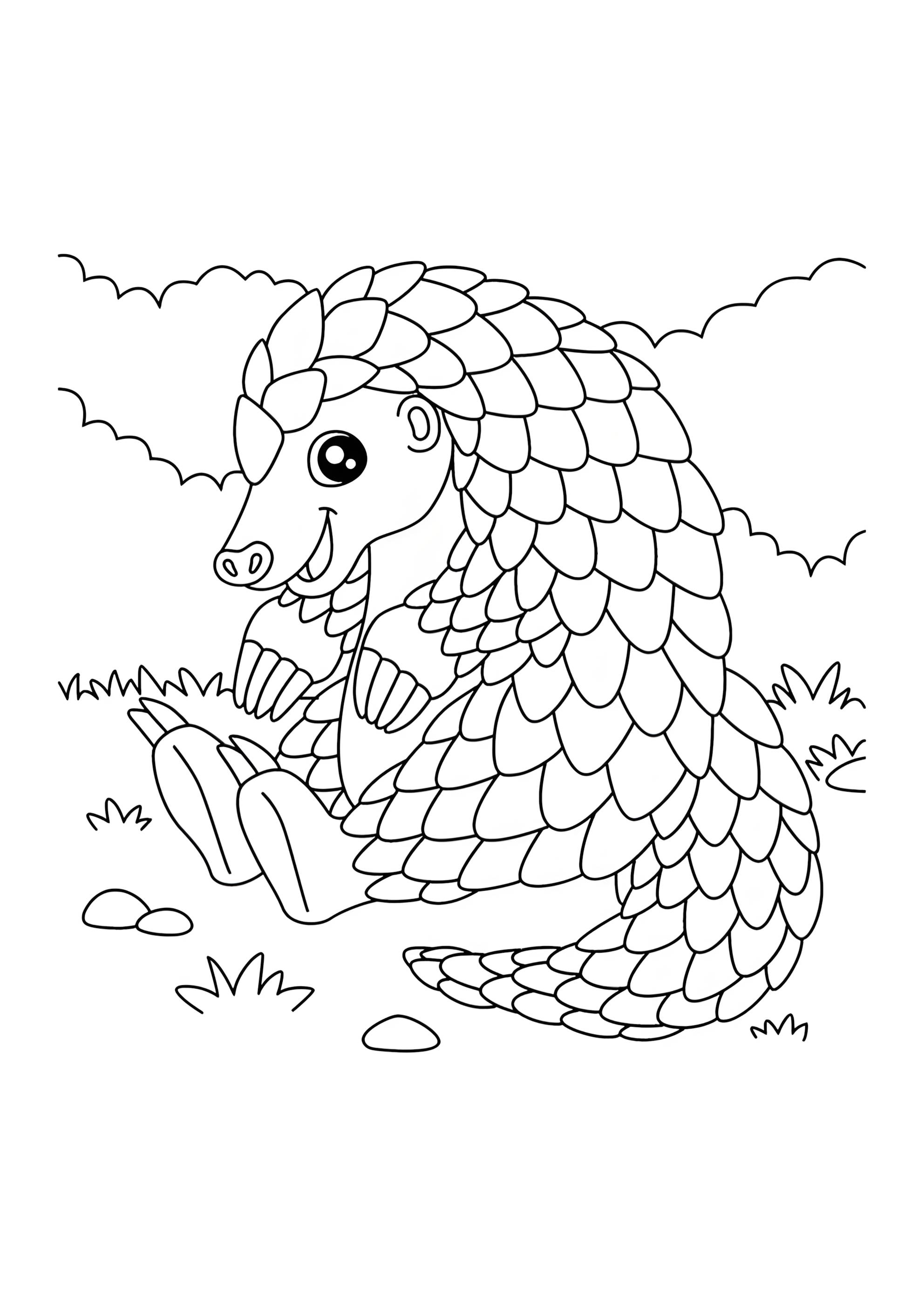 Раскраска Броненосец в зоопарке