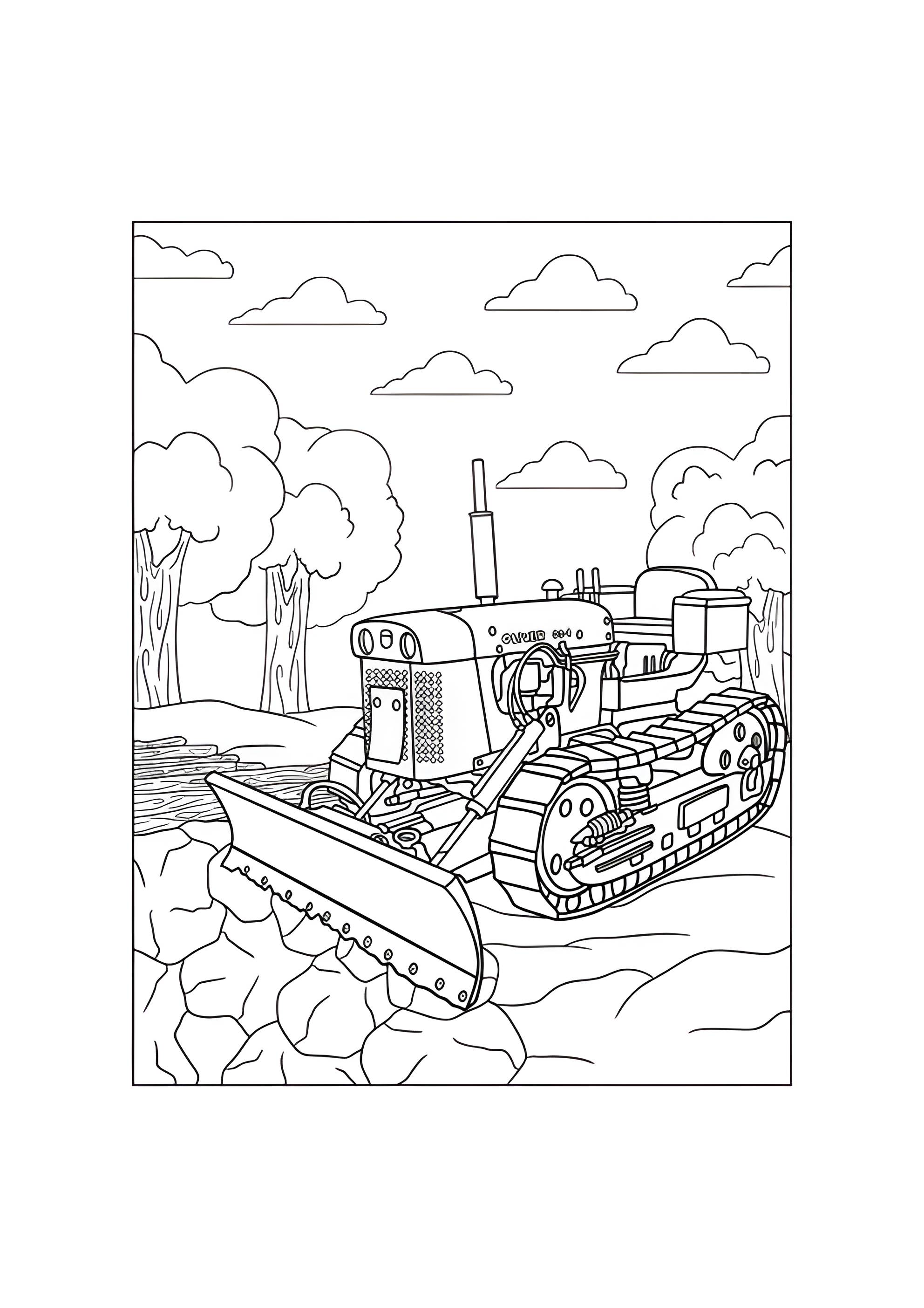 Раскраска Бульдозер Caterpillar Oliver