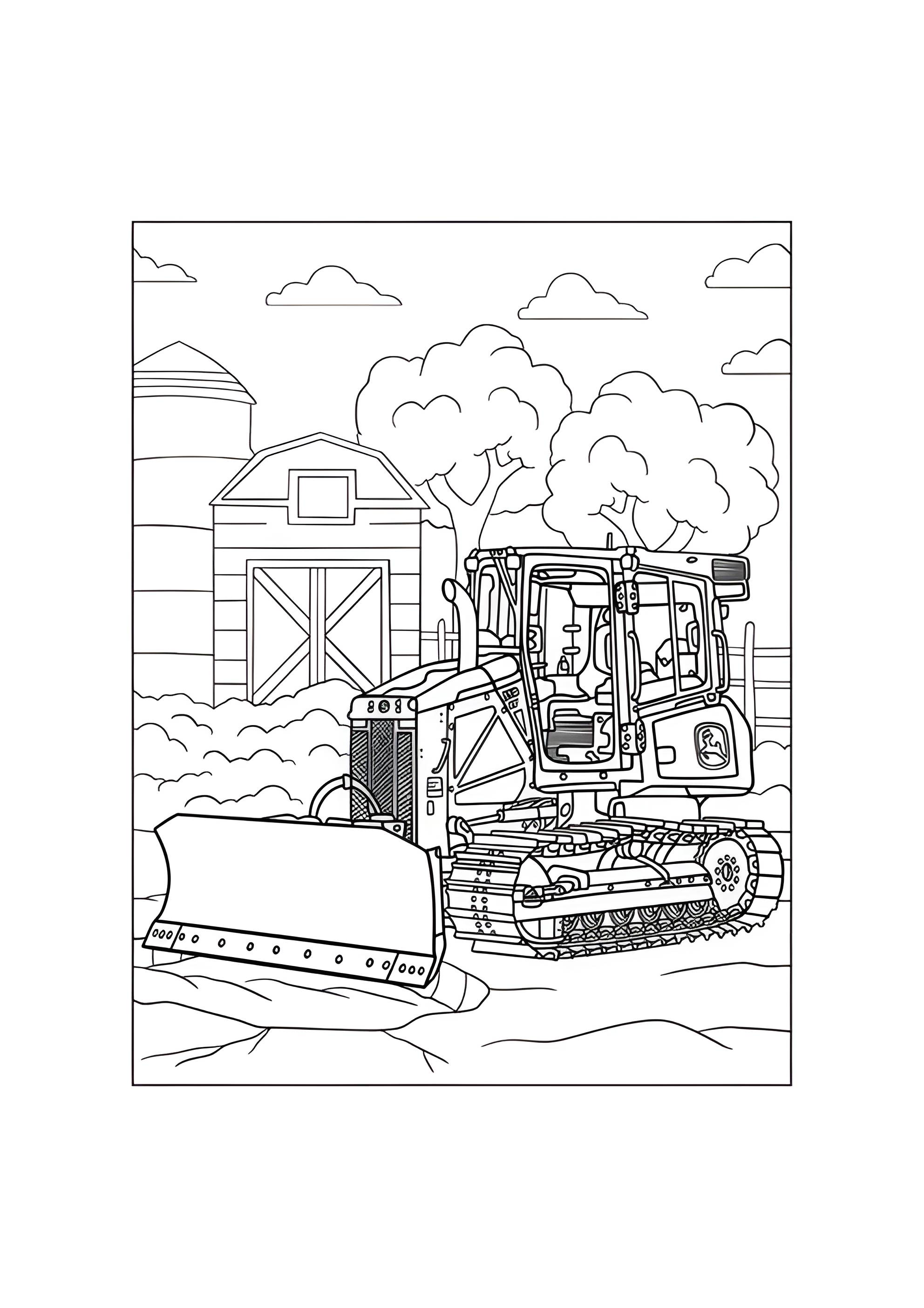 Раскраска Бульдозер John Deere