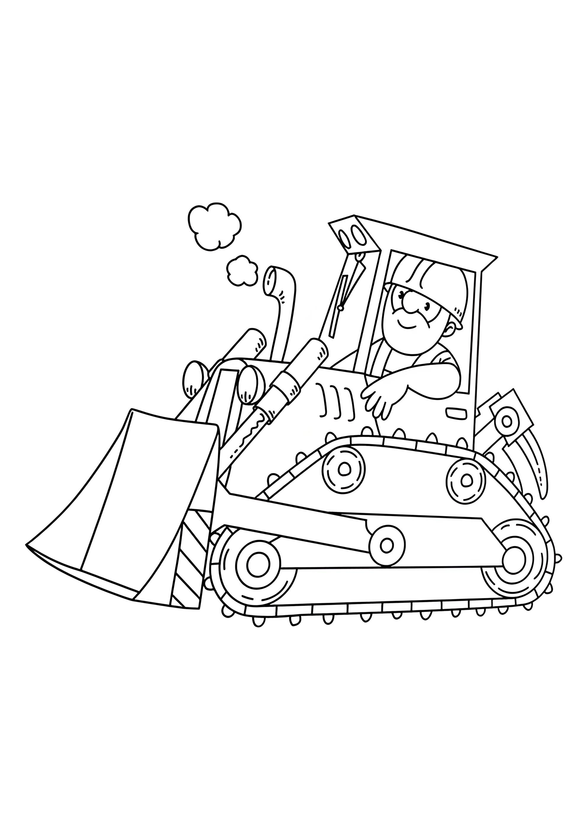 Раскраска Бульдозер с водителем